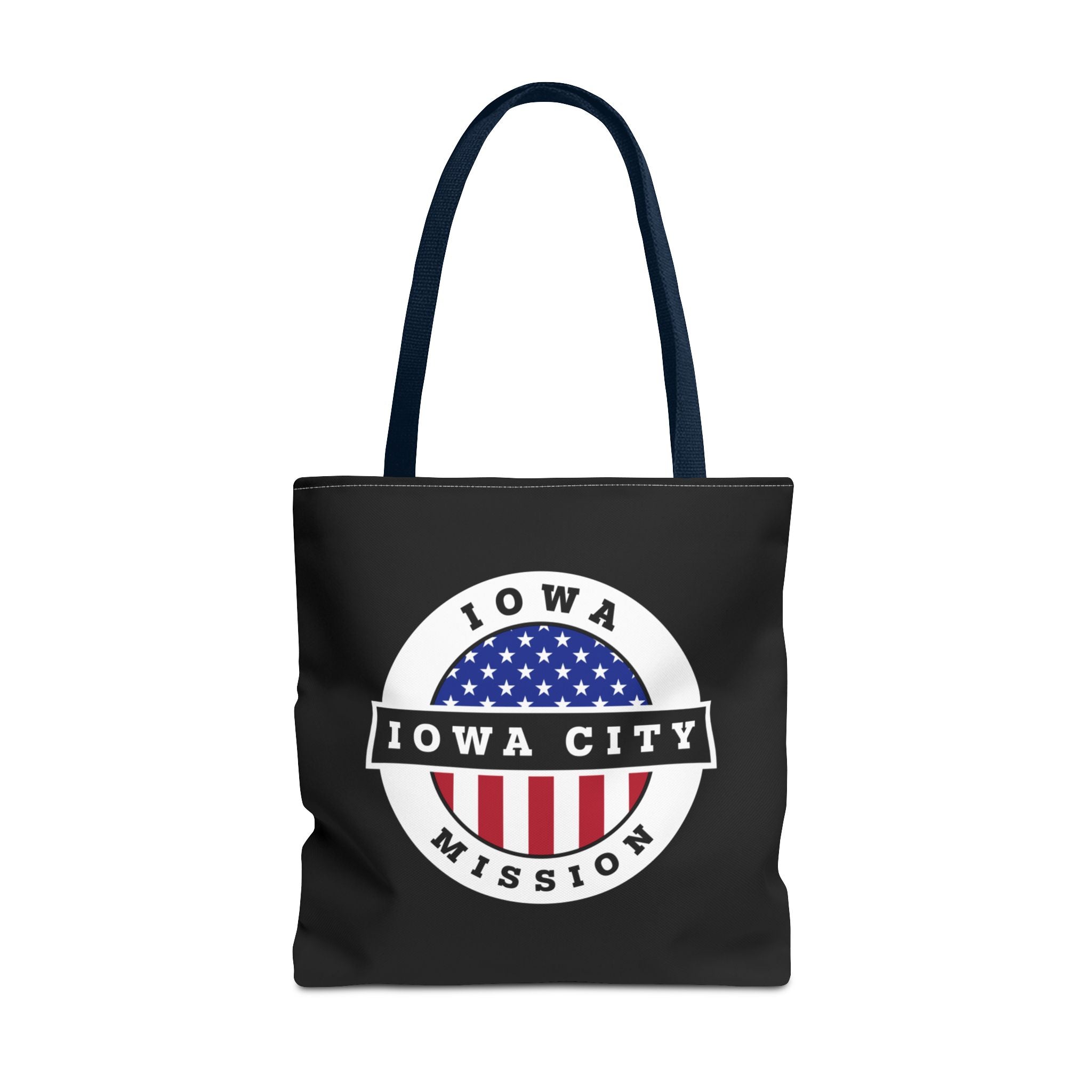 Iowa Iowa City Mission USA Flag Logo Tote Bag Black - Mission Wishlist - LDS Missionary Gift Store