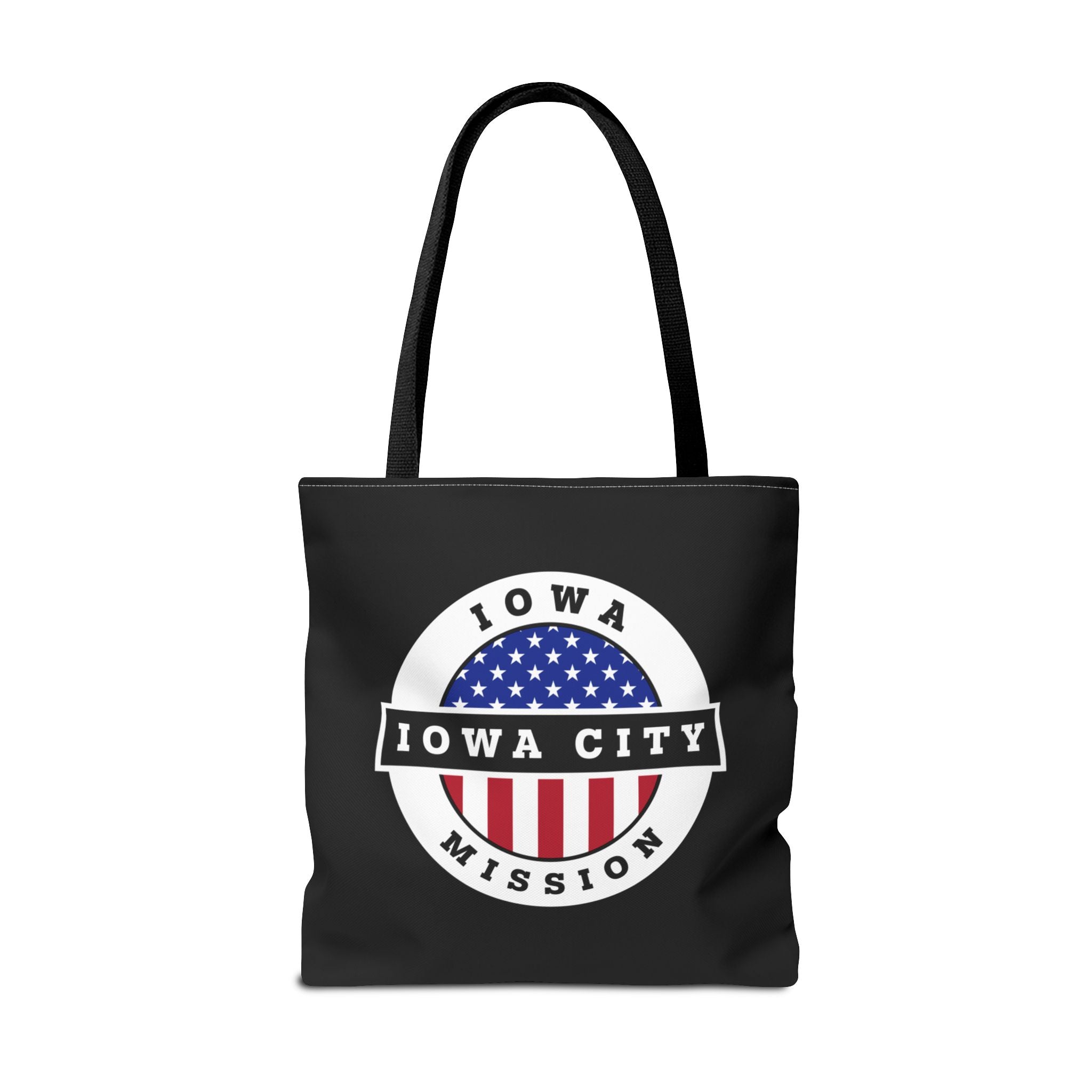 Iowa Iowa City Mission USA Flag Logo Tote Bag Black - Mission Wishlist - LDS Missionary Gift Store