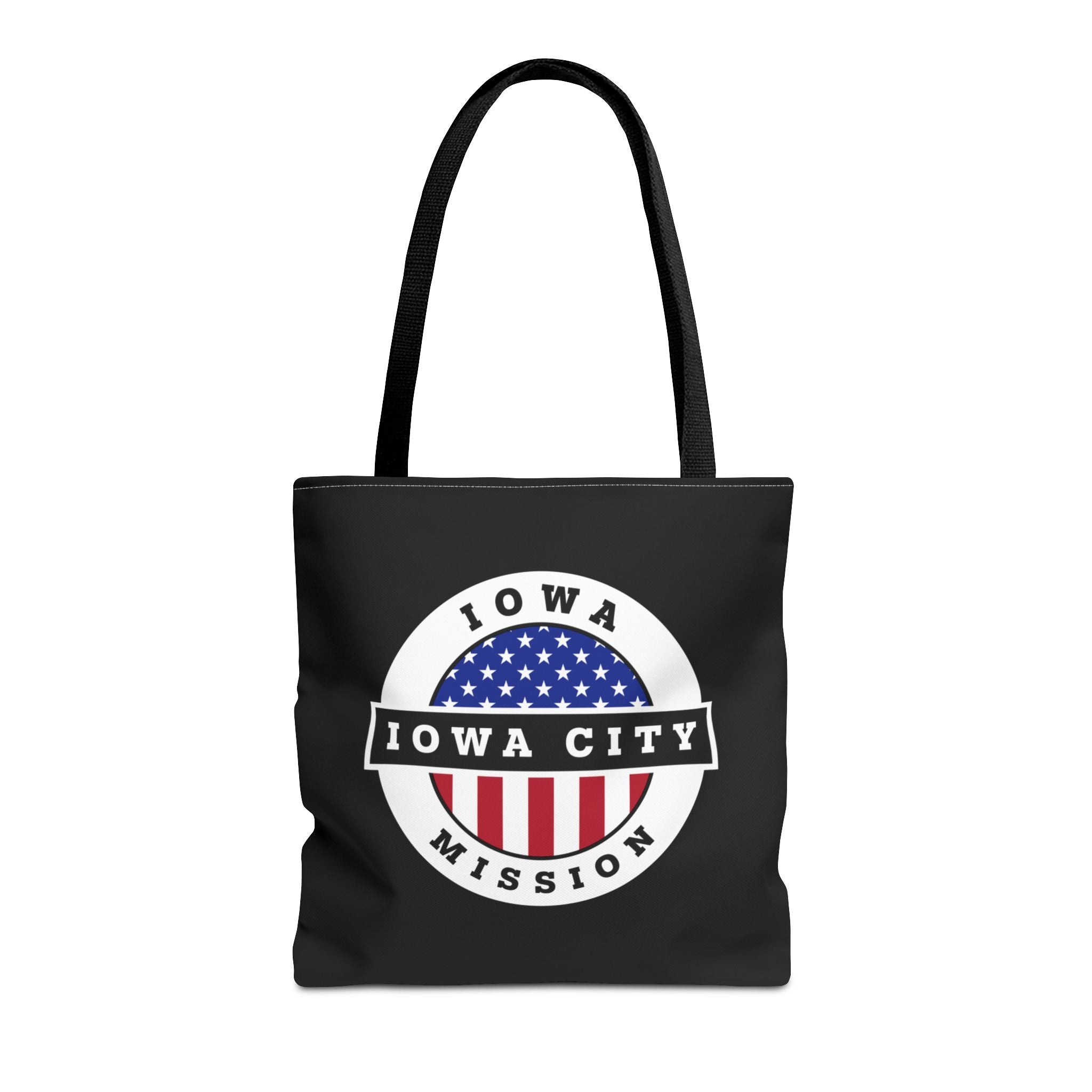 Iowa Iowa City Mission USA Flag Logo Tote Bag Black - Mission Wishlist - LDS Missionary Gift Store