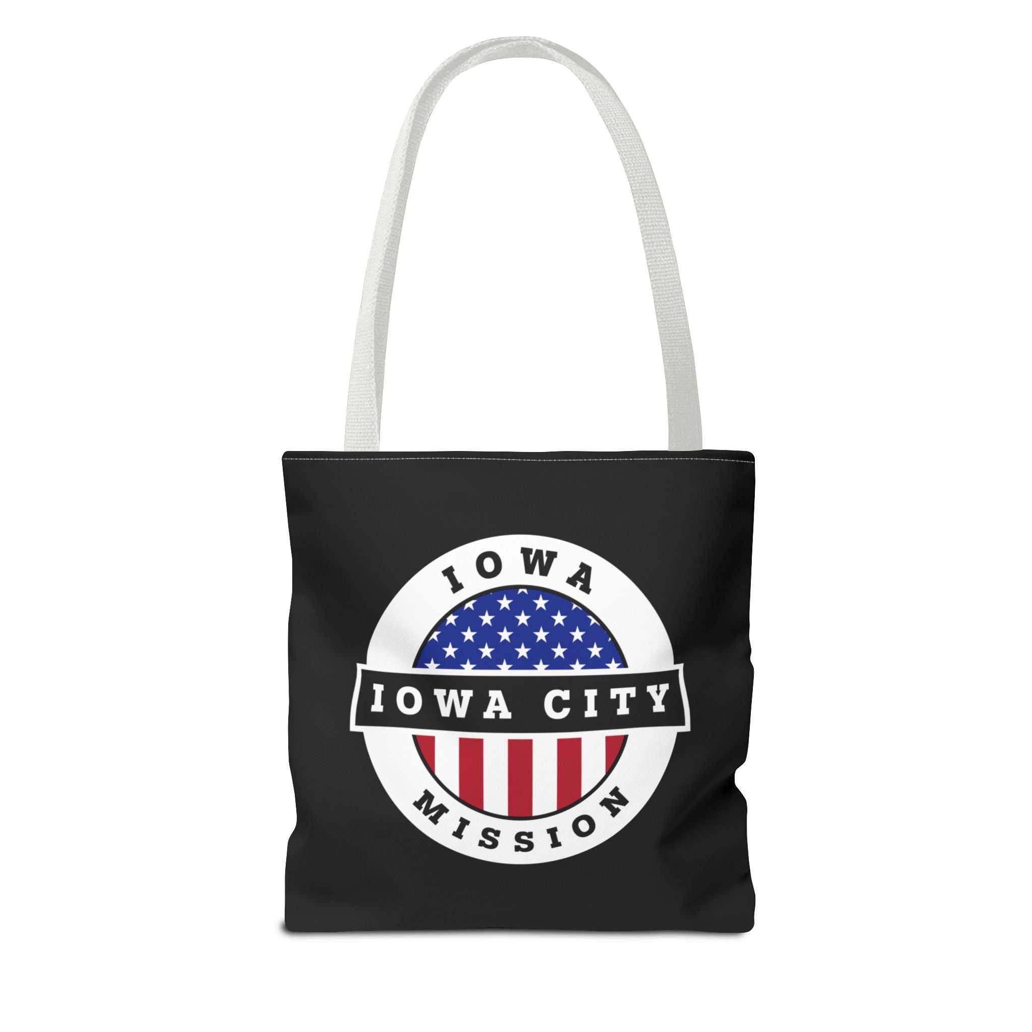 Iowa Iowa City Mission USA Flag Logo Tote Bag Black - Mission Wishlist - LDS Missionary Gift Store