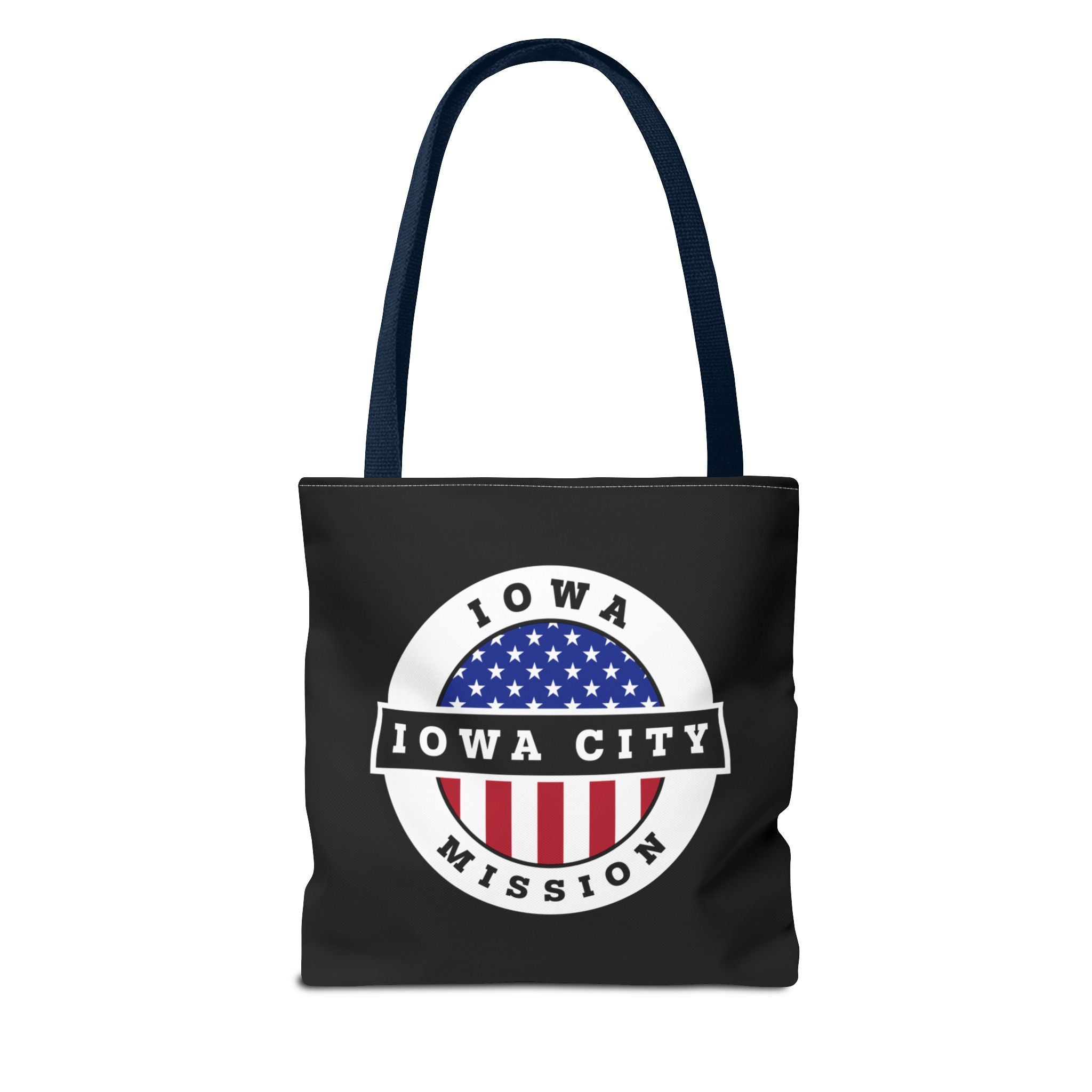 Iowa Iowa City Mission USA Flag Logo Tote Bag Black - Mission Wishlist - LDS Missionary Gift Store