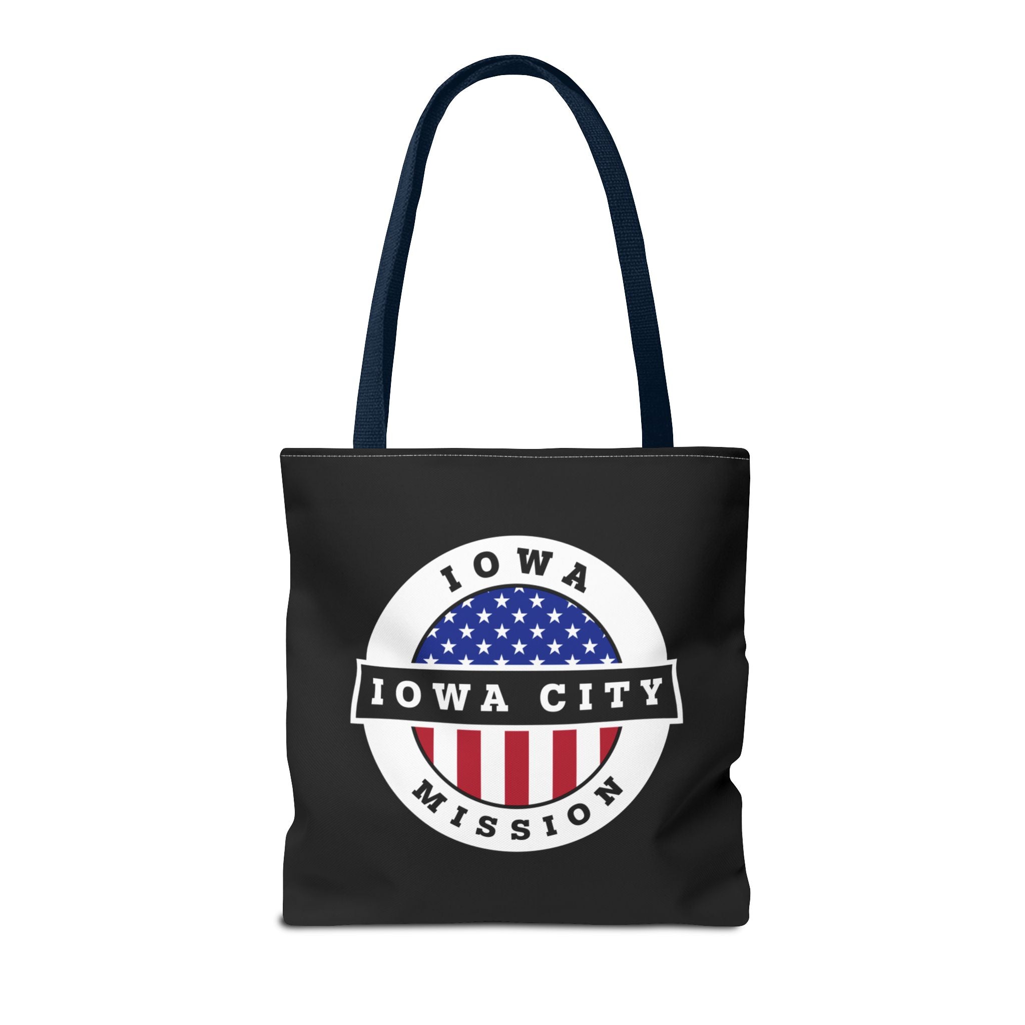 Iowa Iowa City Mission USA Flag Logo Tote Bag Black - Mission Wishlist - LDS Missionary Gift Store