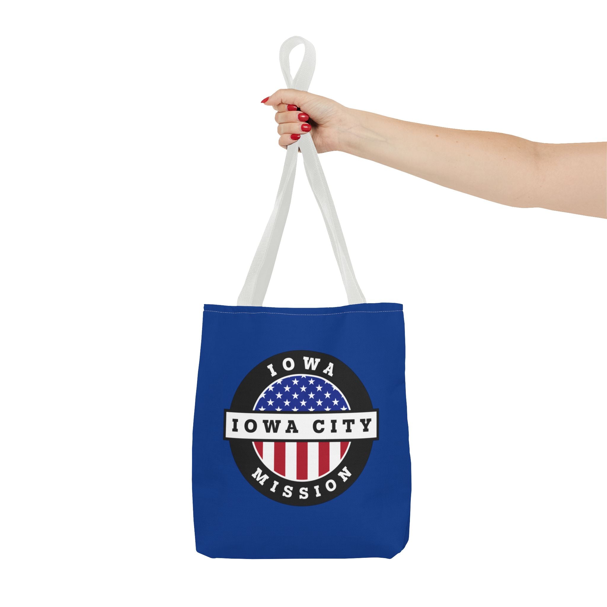 Iowa Iowa City Mission USA Flag Logo Tote Bag Blue - Mission Wishlist - LDS Missionary Gift Store