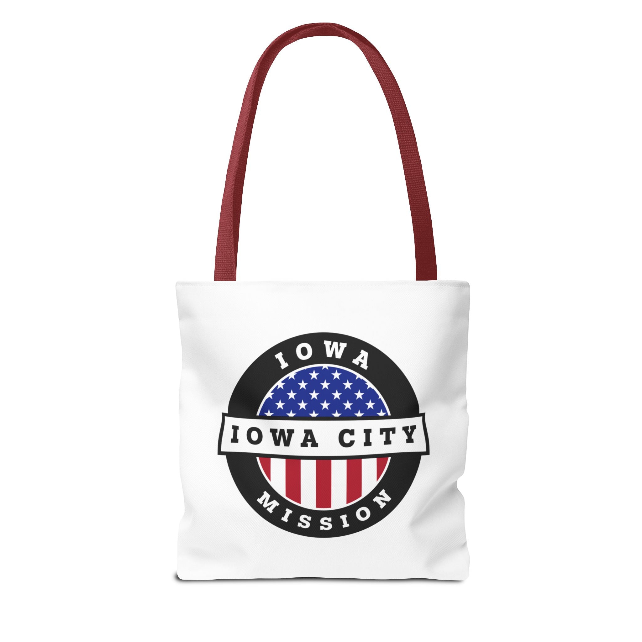 Iowa Iowa City Mission USA Flag Logo Tote Bag White - Mission Wishlist - LDS Missionary Gift Store