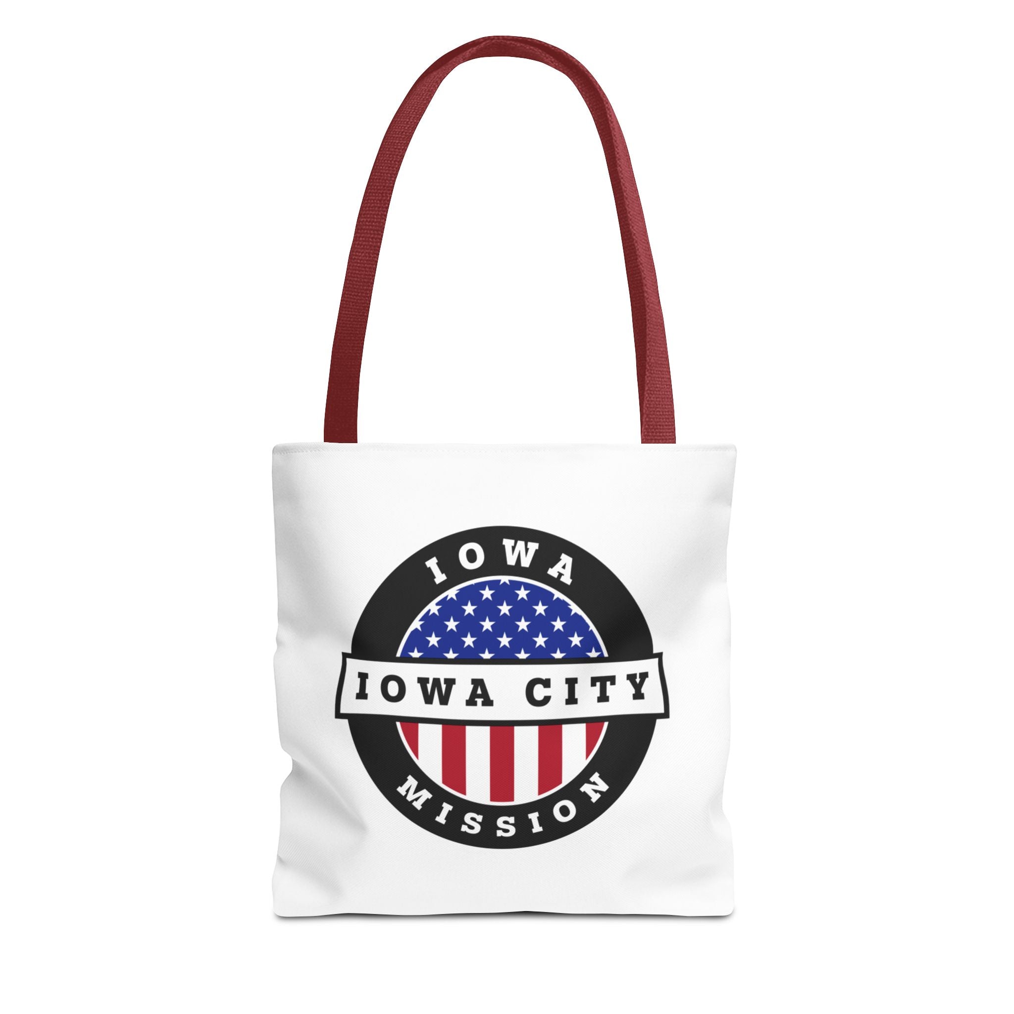 Iowa Iowa City Mission USA Flag Logo Tote Bag White - Mission Wishlist - LDS Missionary Gift Store