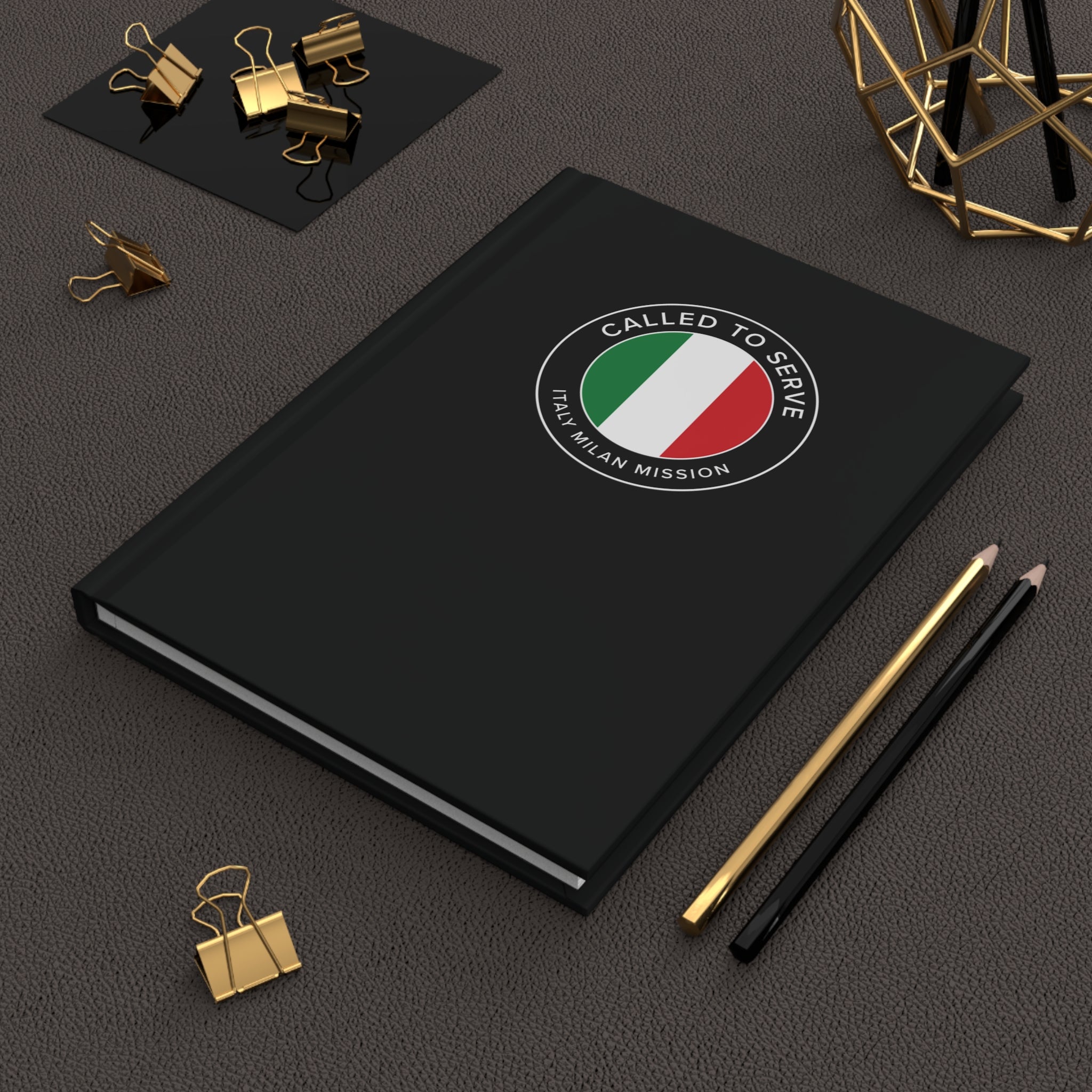 Italy Milan Mission Circle Flag Called to Serve Black Hardcover Journal Matte - Latter-Day Saint LDS Missionary Gift - Book of Mormon