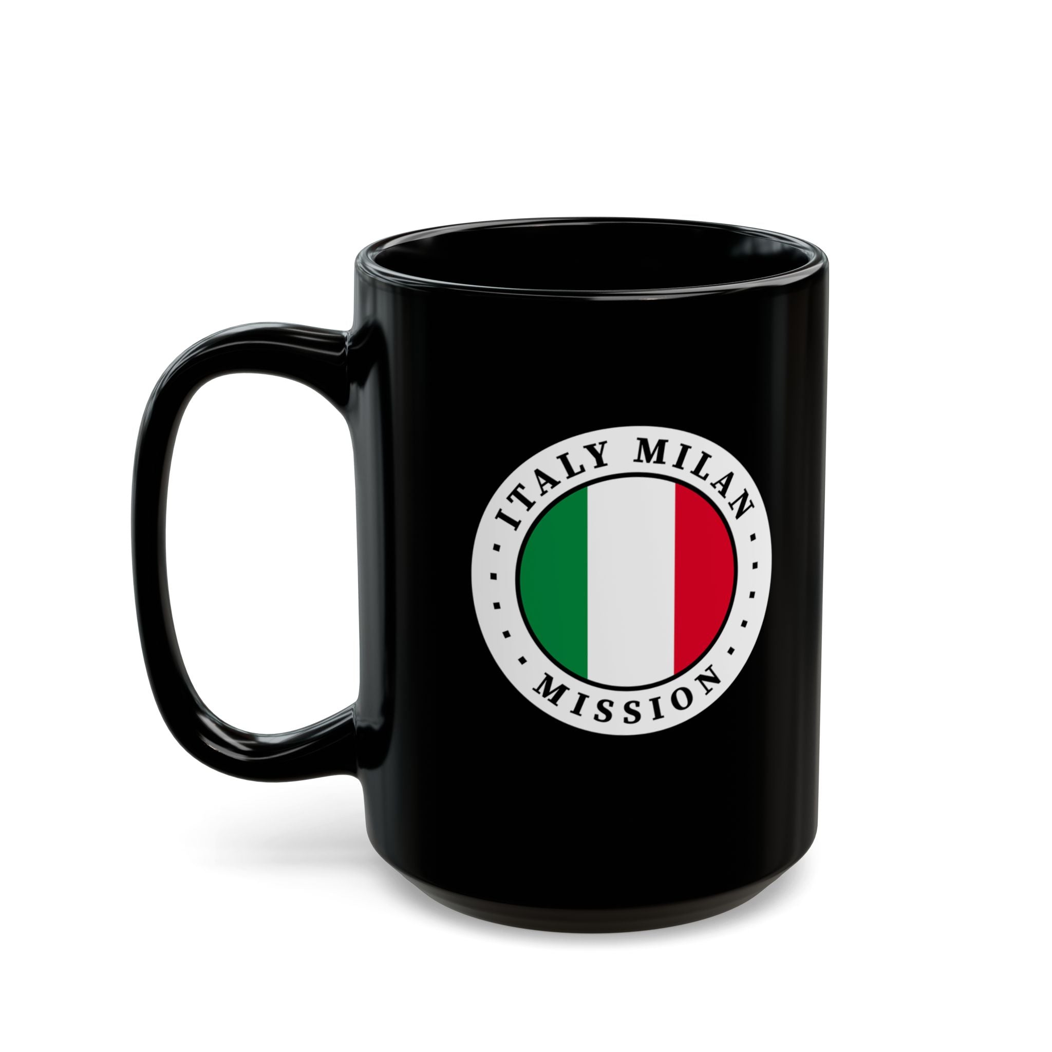 Italy Milan Mission Circular Flag Black Ceramic Mug - Latter-Day Saint LDS Missionary Gift - Book of Mormon