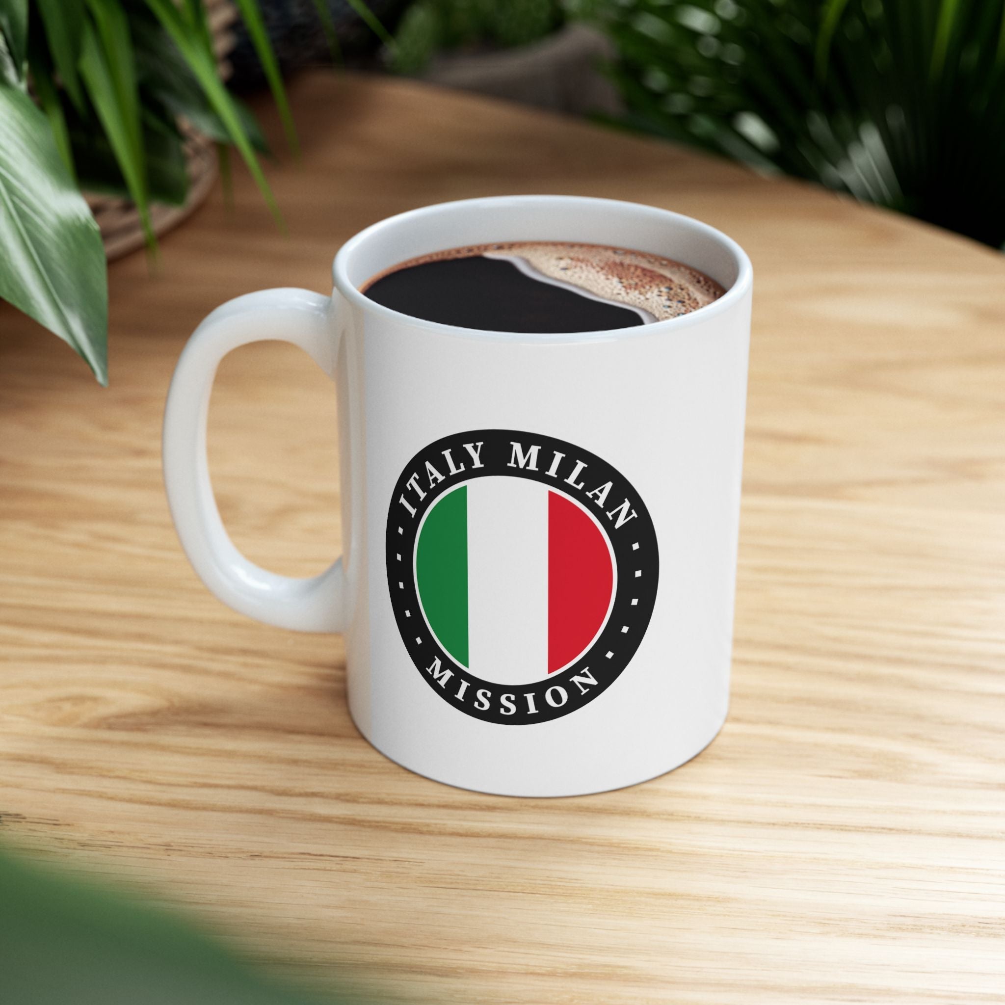Italy Milan Mission Circular Flag White Ceramic Mug - Latter-Day Saint LDS Missionary Gift - Book of Mormon