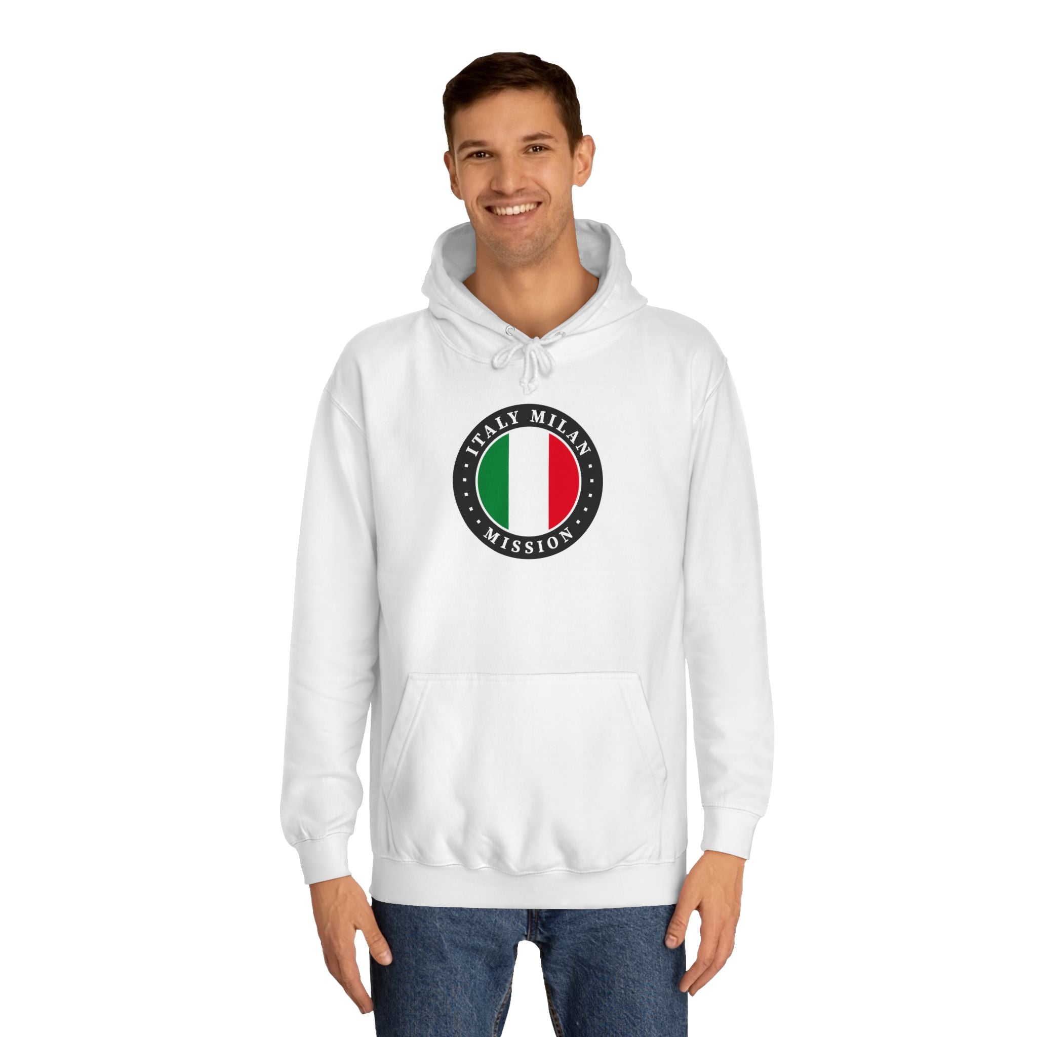Italy Milan Mission Flag Logo (Black Border) College Hoodie - Mission Wishlist - LDS Missionary Gift Store