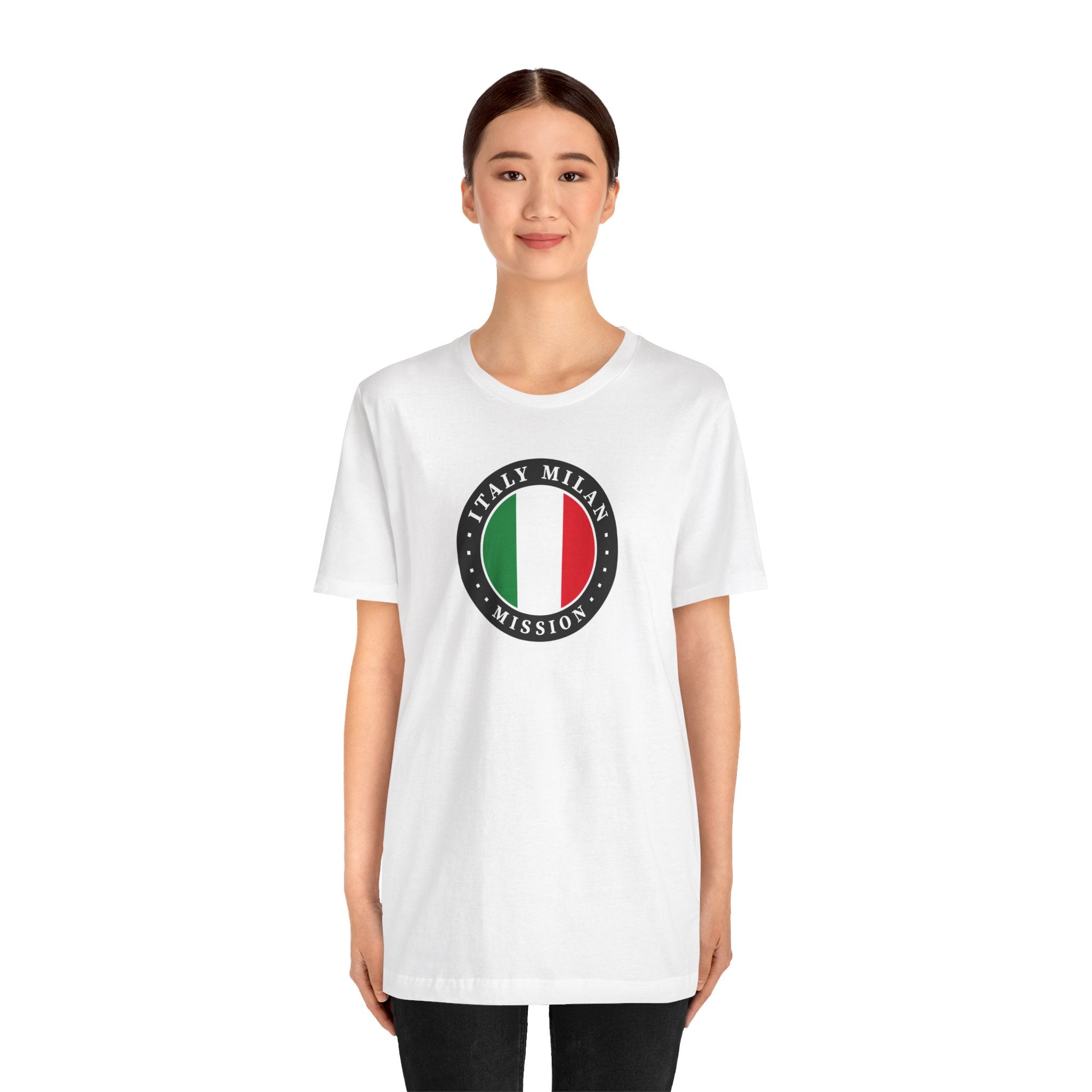 Italy Milan Mission Flag Logo (Black Border) T-shirt - Latter-Day Saint LDS Missionary Gift - Book of Mormon