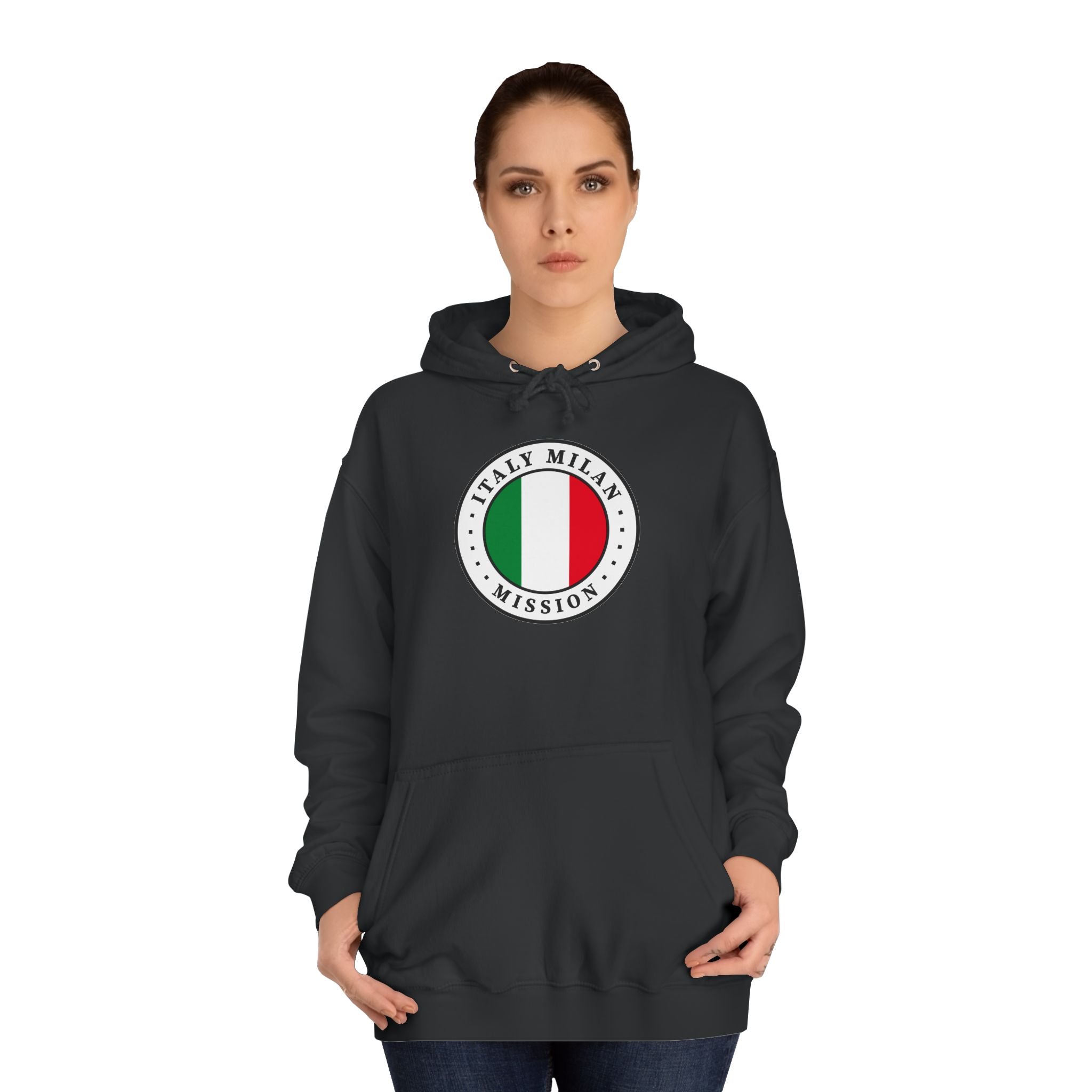 Italy Milan Mission Flag Logo (White Border) College Hoodie - Mission Wishlist - LDS Missionary Gift Store