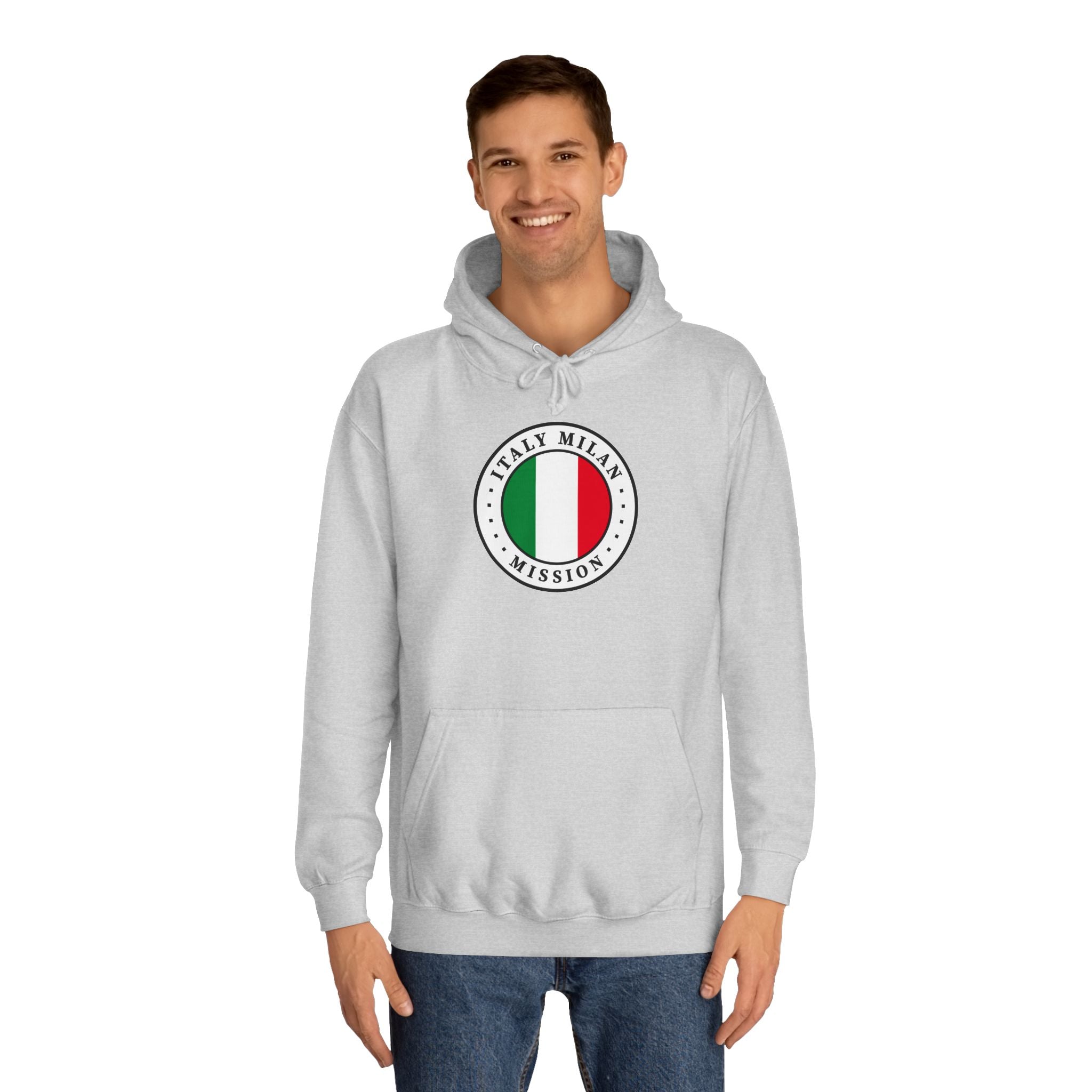 Italy Milan Mission Flag Logo (White Border) College Hoodie - Mission Wishlist - LDS Missionary Gift Store