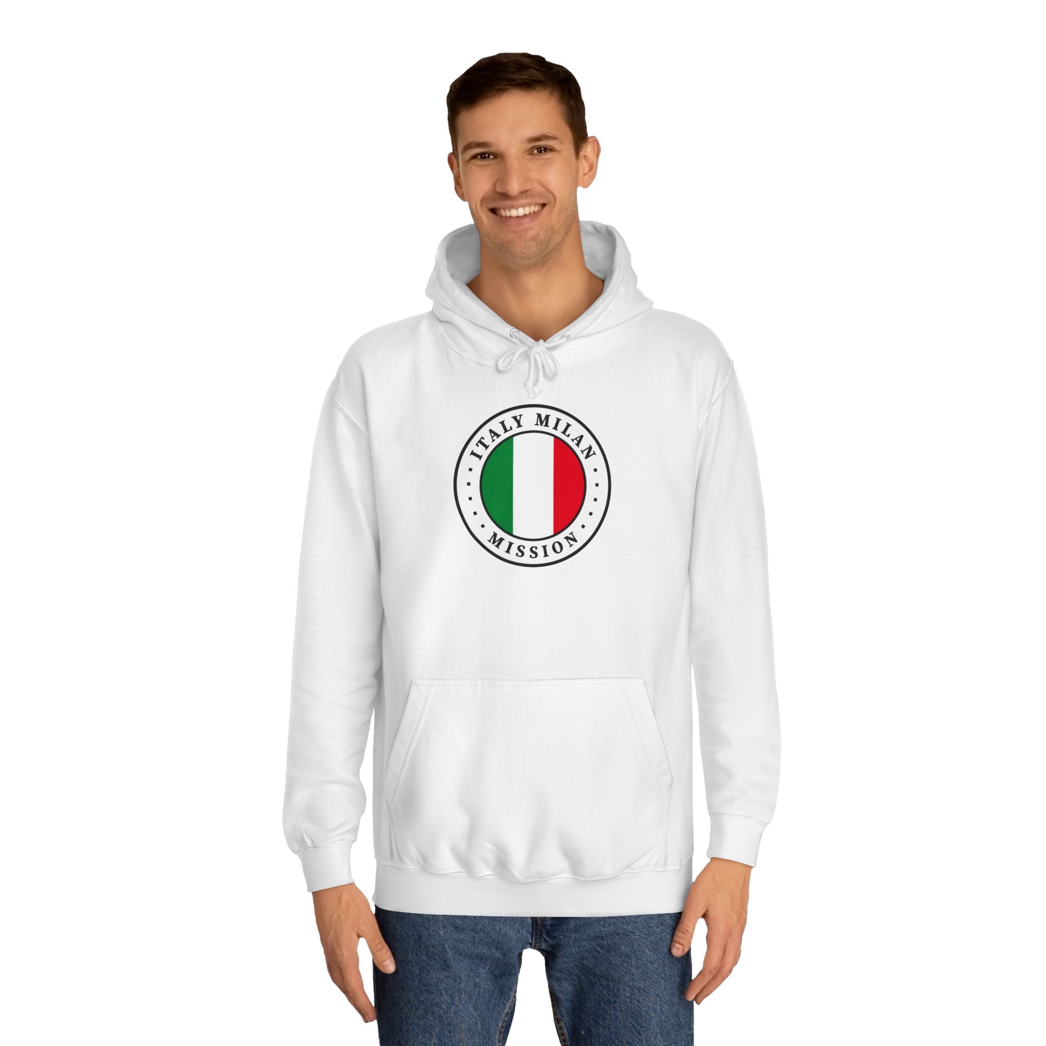 Italy Milan Mission Flag Logo (White Border) College Hoodie - Mission Wishlist - LDS Missionary Gift Store