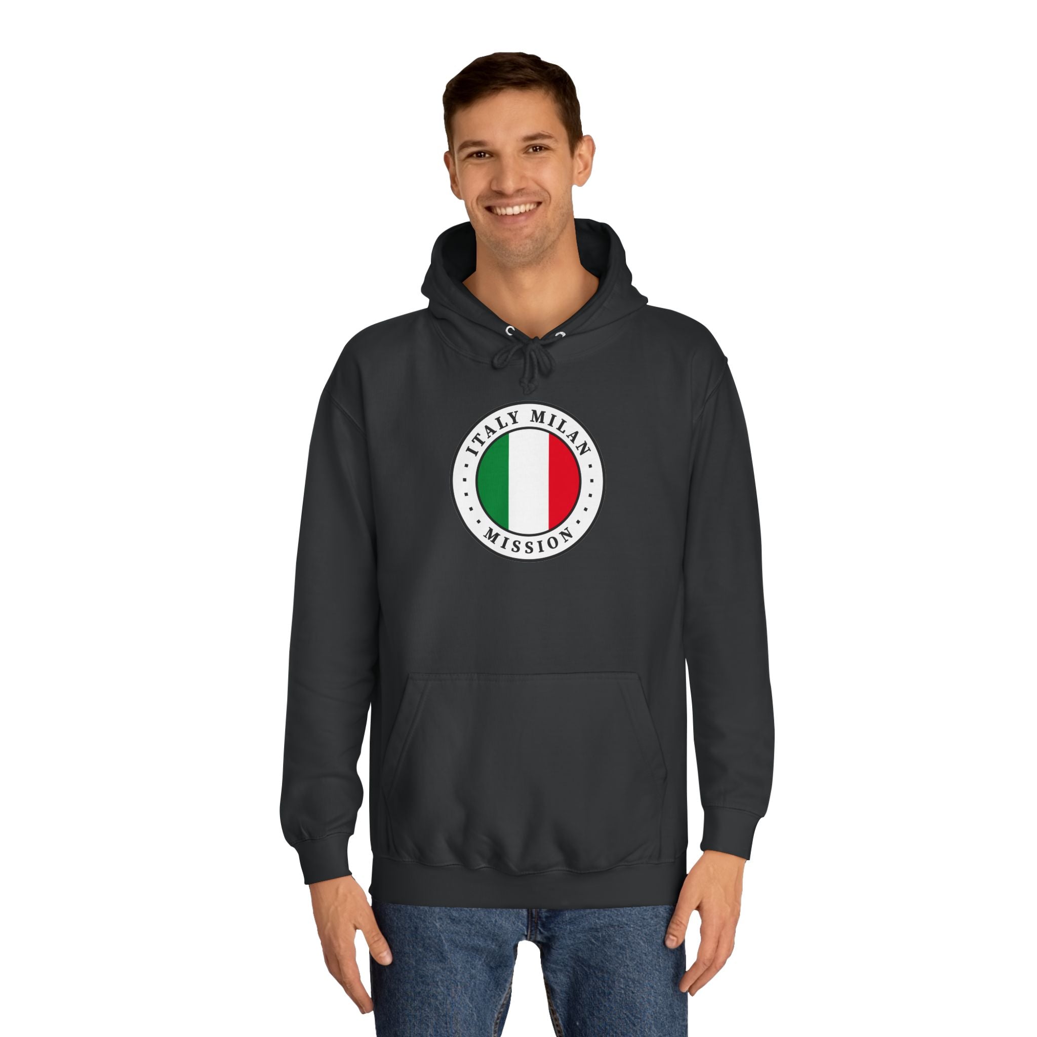 Italy Milan Mission Flag Logo (White Border) College Hoodie - Mission Wishlist - LDS Missionary Gift Store