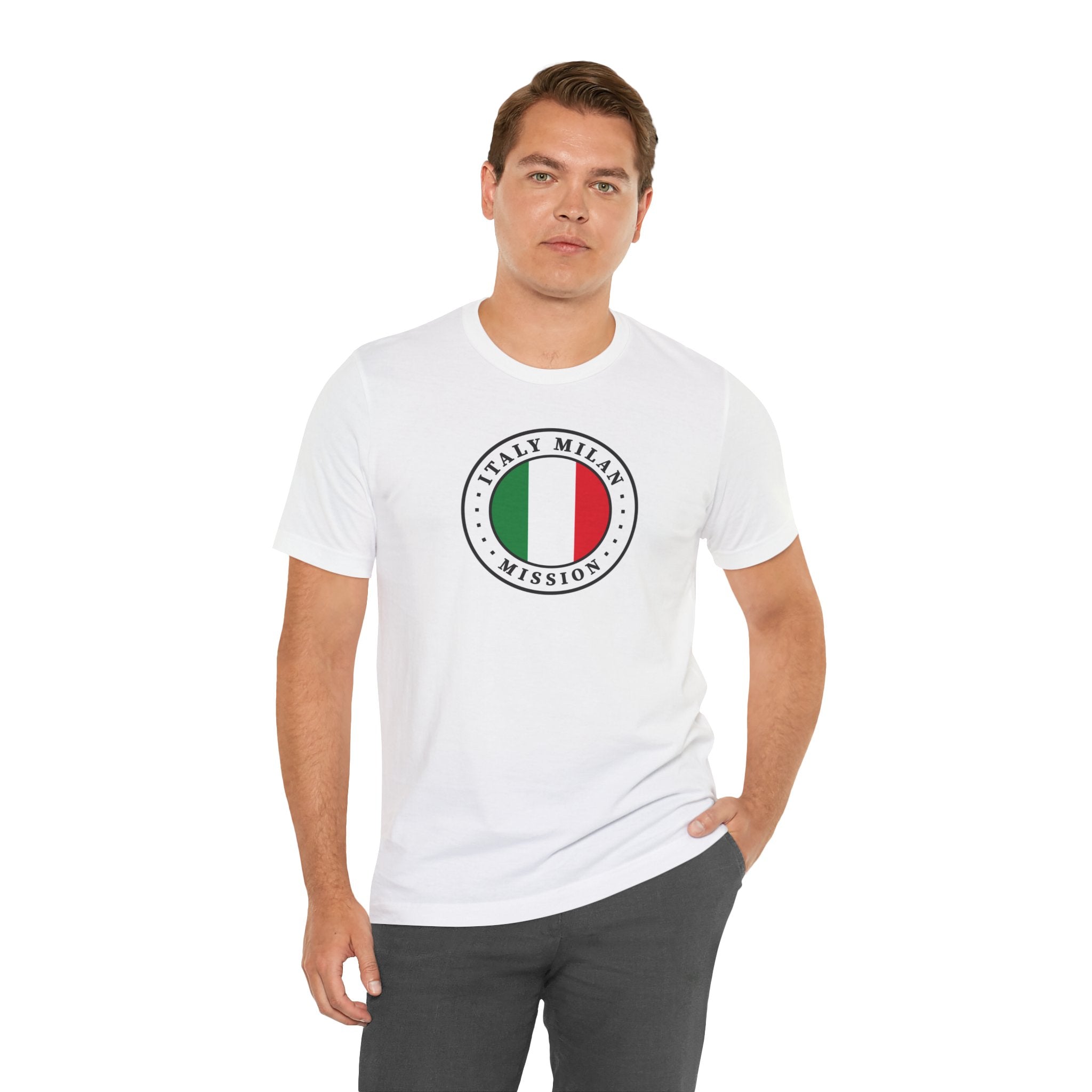 Italy Milan Mission Flag Logo (White Border) T-shirt - Mission Wishlist - LDS Missionary Gift Store