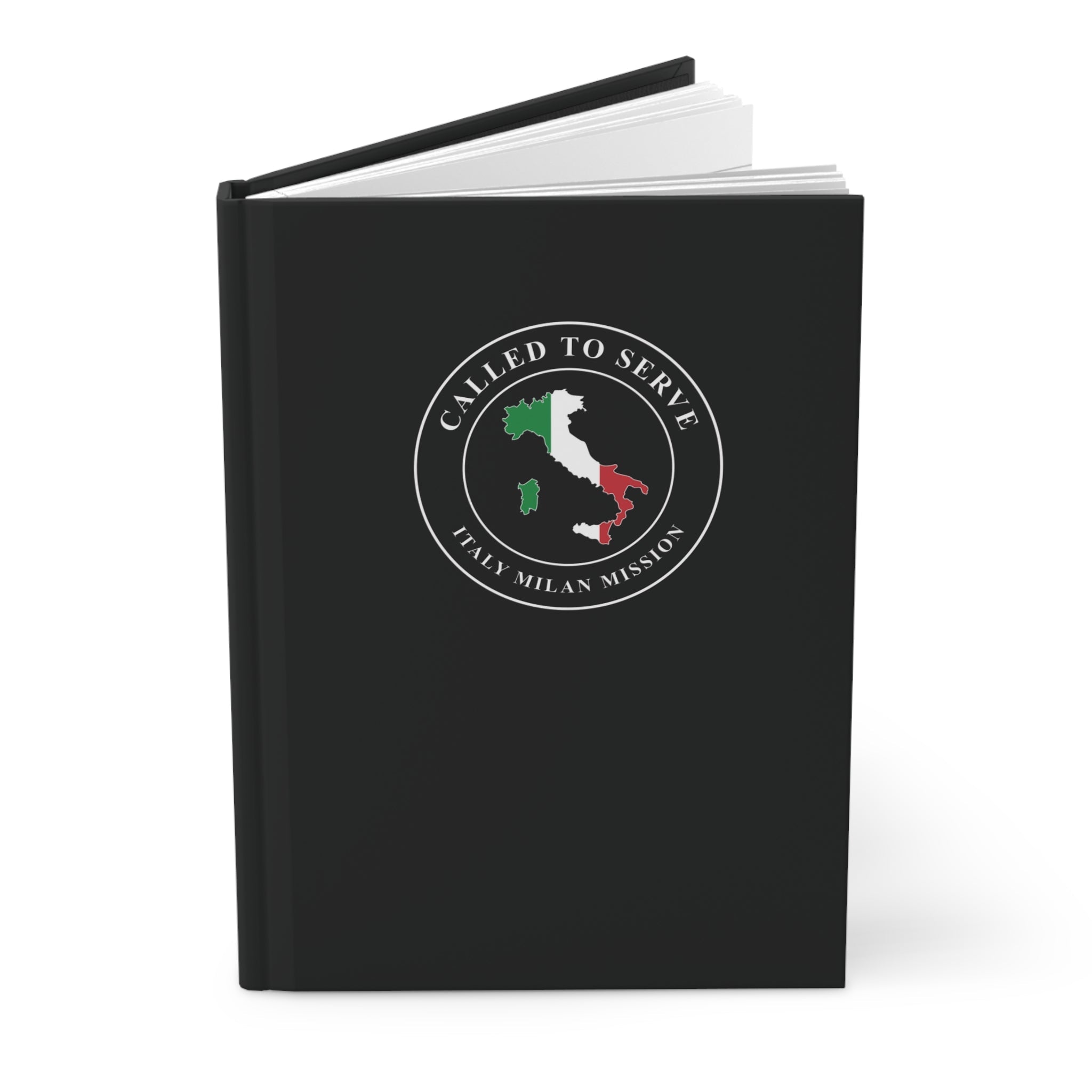 Italy Milan Mission Flag Map Called to Serve Black Hardcover Journal Matte - Latter-Day Saint LDS Missionary Gift - Book of Mormon