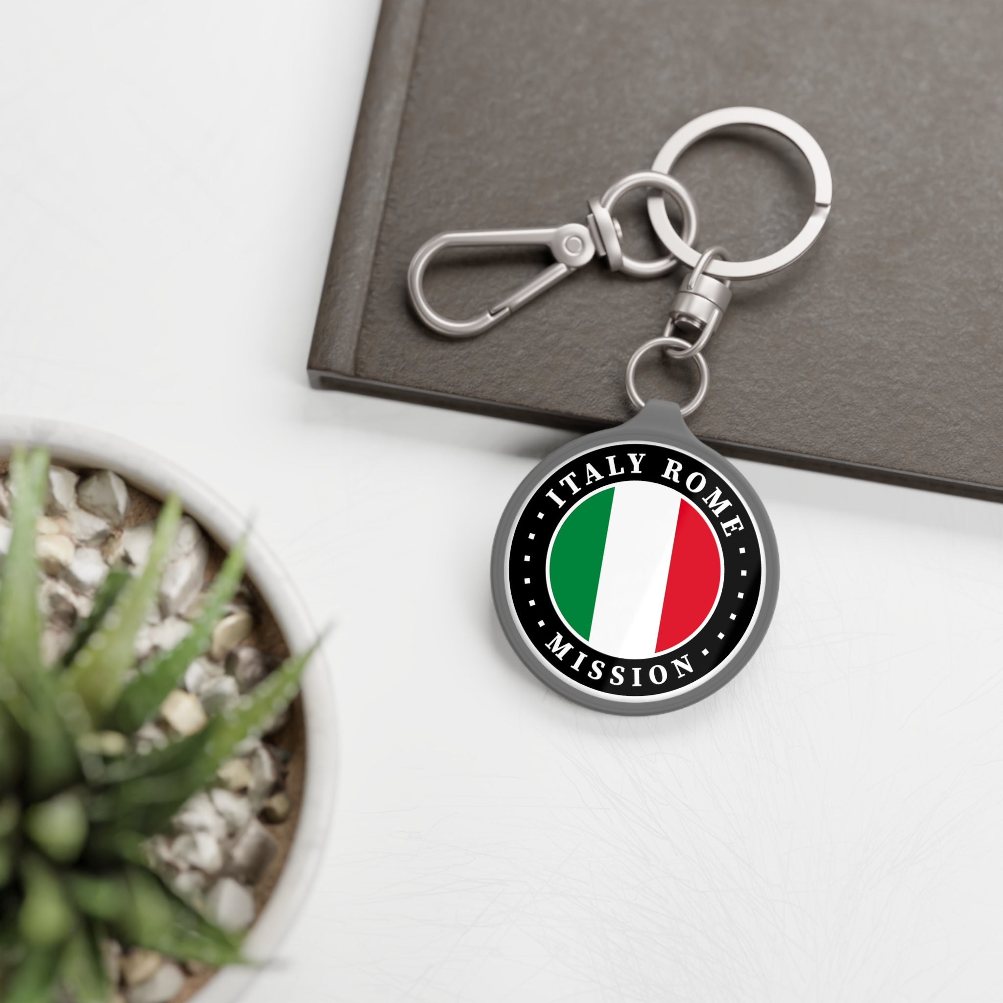 Italy Rome Mission Circle Flag Key Tag - Latter-Day Saint LDS Missionary Gift - Book of Mormon
