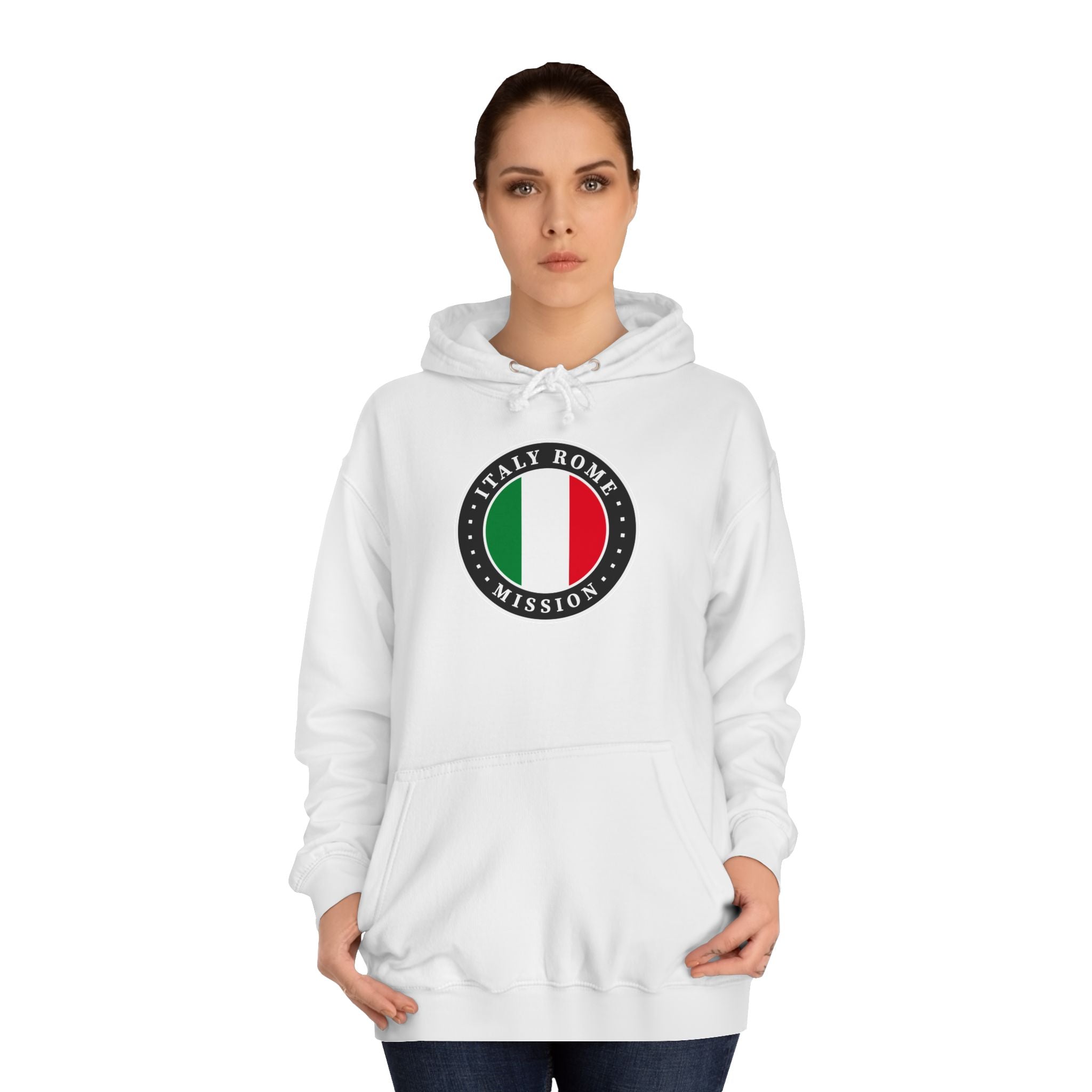 Italy Rome Mission Flag Logo (Black Border) College Hoodie - Mission Wishlist - LDS Missionary Gift Store
