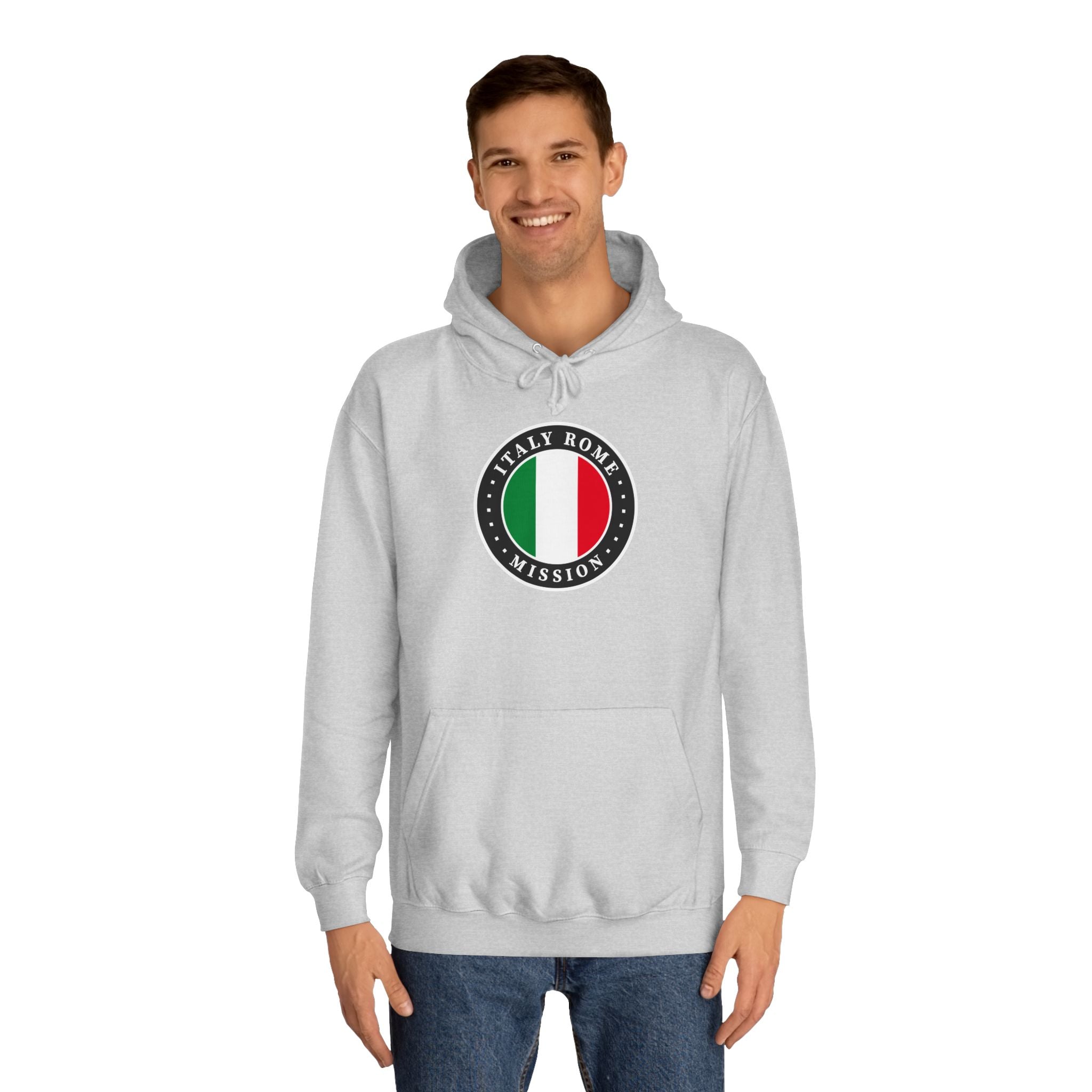 Italy Rome Mission Flag Logo (Black Border) College Hoodie - Mission Wishlist - LDS Missionary Gift Store