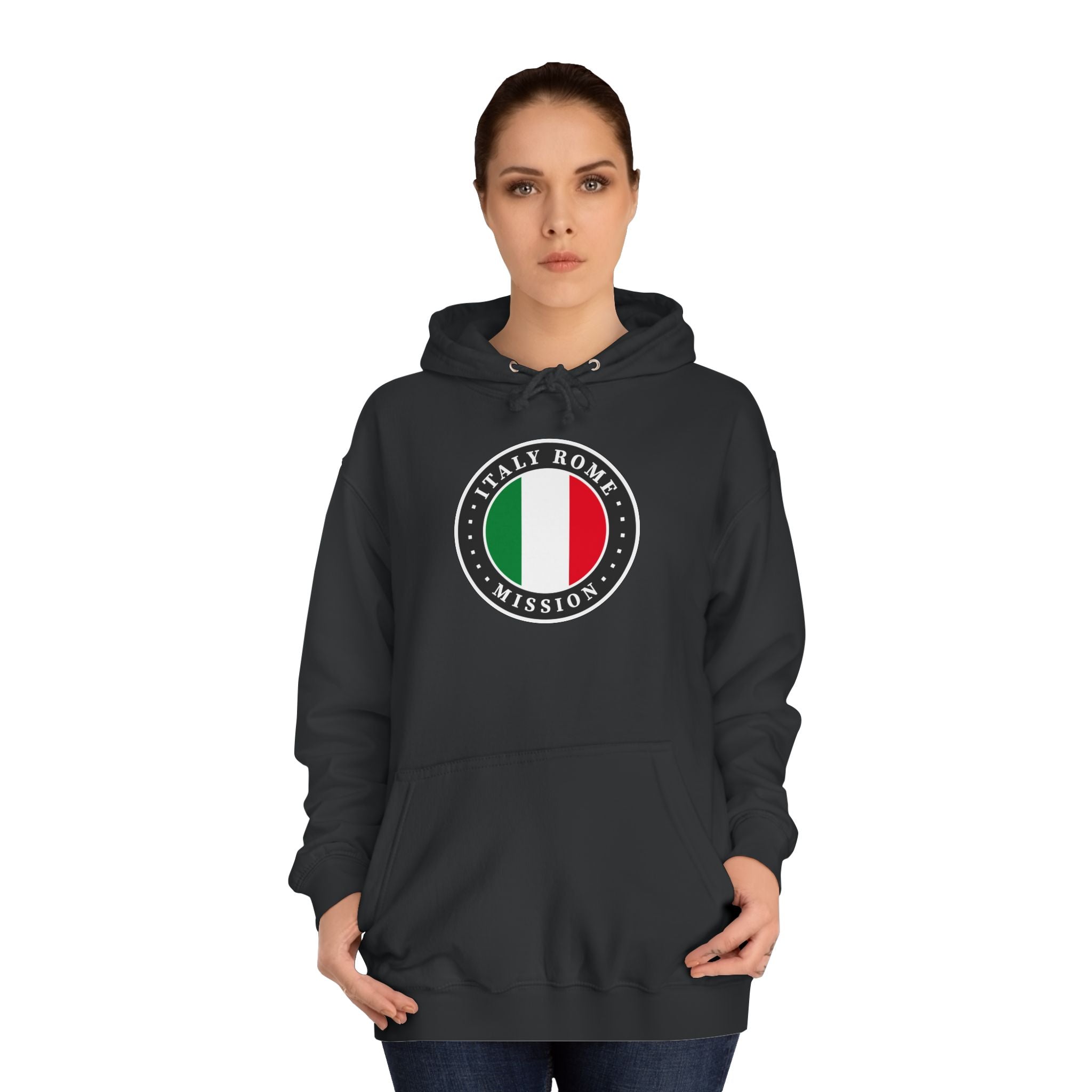 Italy Rome Mission Flag Logo (Black Border) College Hoodie - Mission Wishlist - LDS Missionary Gift Store