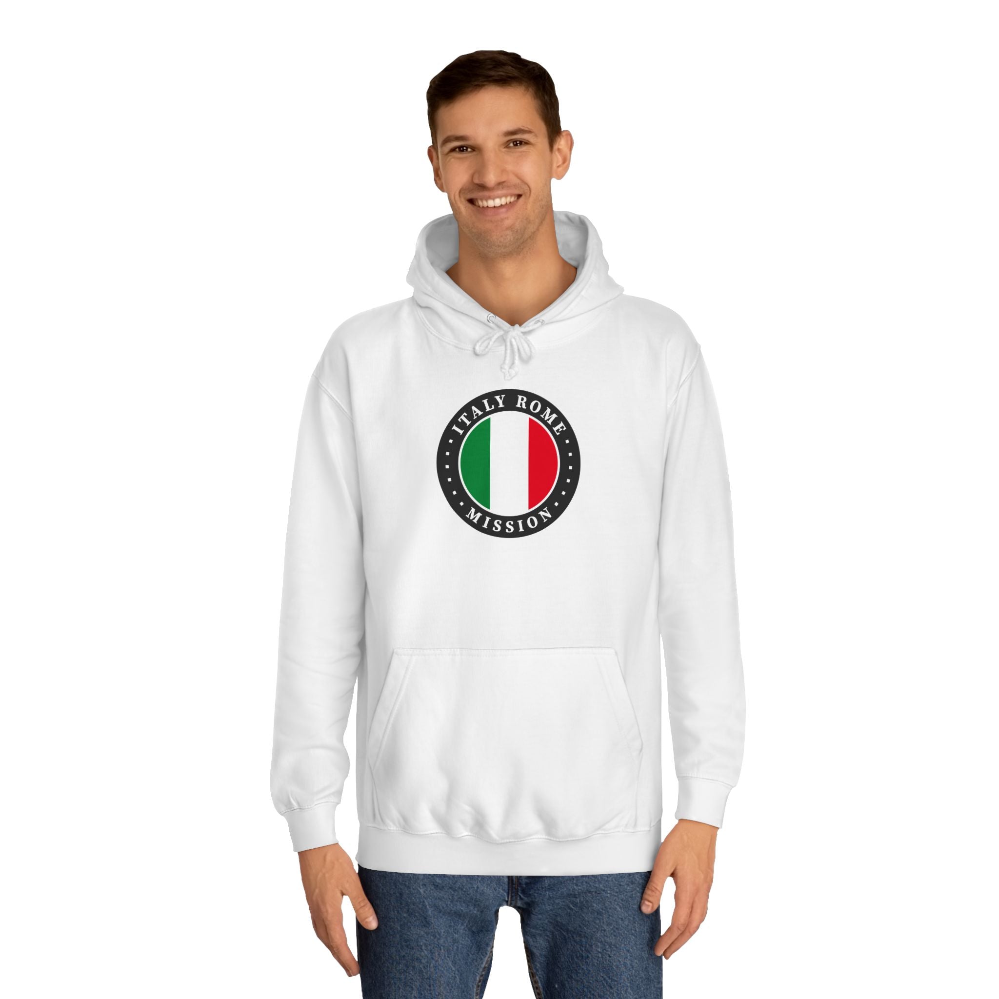 Italy Rome Mission Flag Logo (Black Border) College Hoodie - Mission Wishlist - LDS Missionary Gift Store