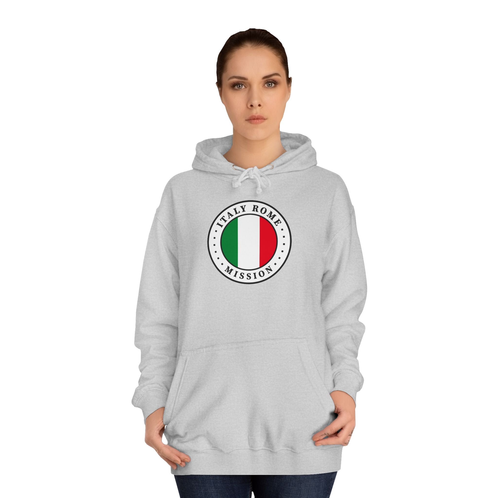 Italy Rome Mission Flag Logo (White Border) College Hoodie - Mission Wishlist - LDS Missionary Gift Store