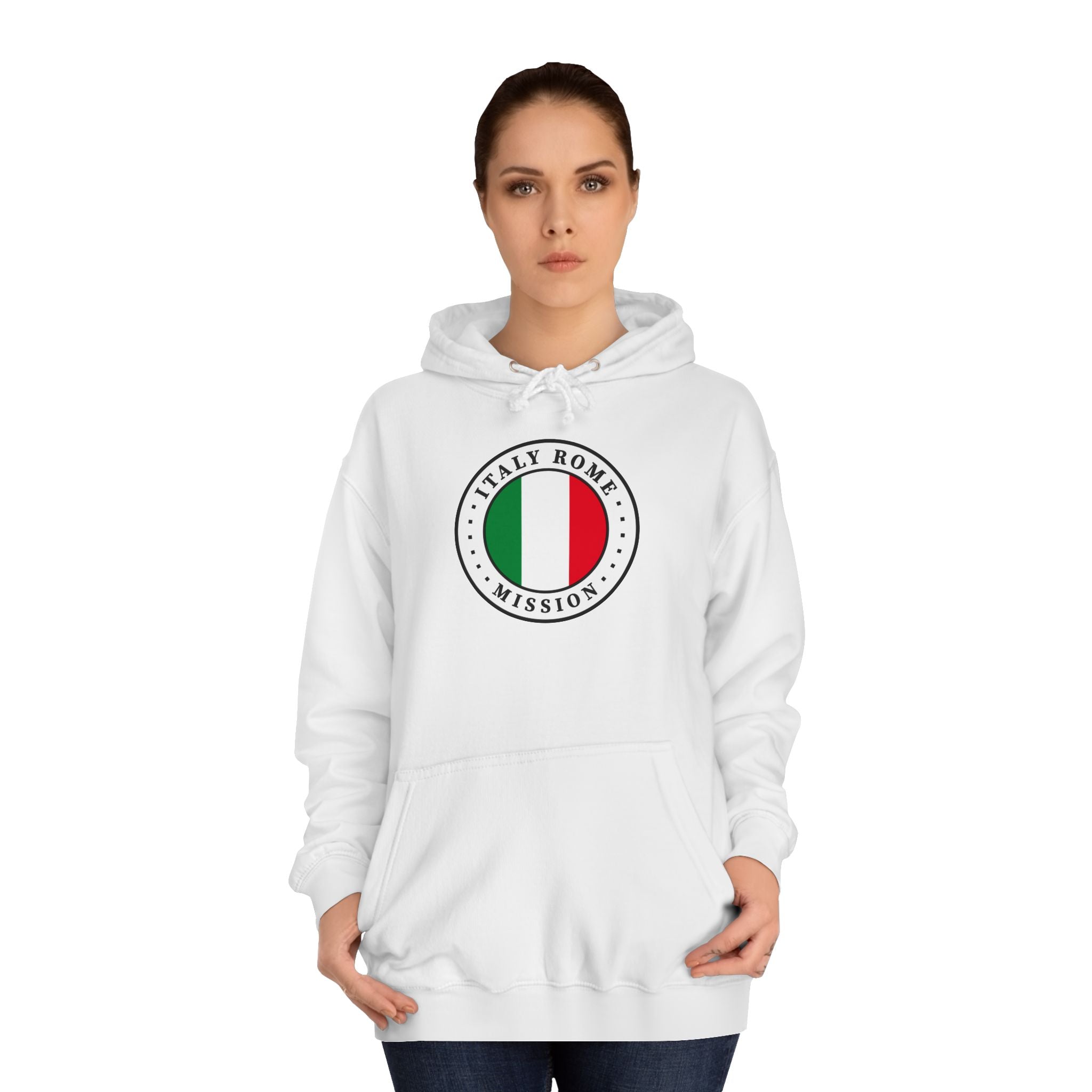 Italy Rome Mission Flag Logo (White Border) College Hoodie - Mission Wishlist - LDS Missionary Gift Store