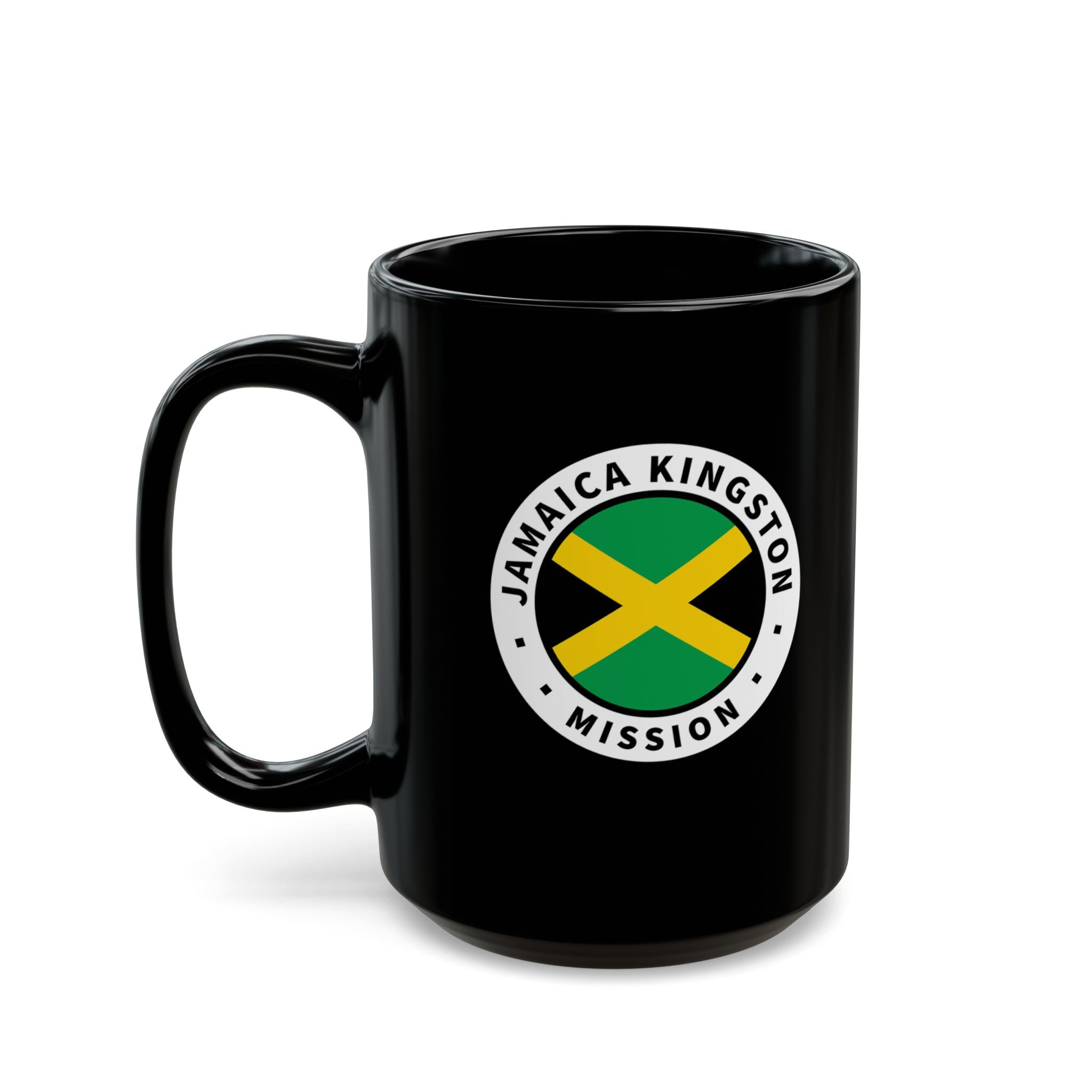 Jamaica Kingston Mission Circular Flag Black Ceramic Mug - Latter-Day Saint LDS Missionary Gift - Book of Mormon