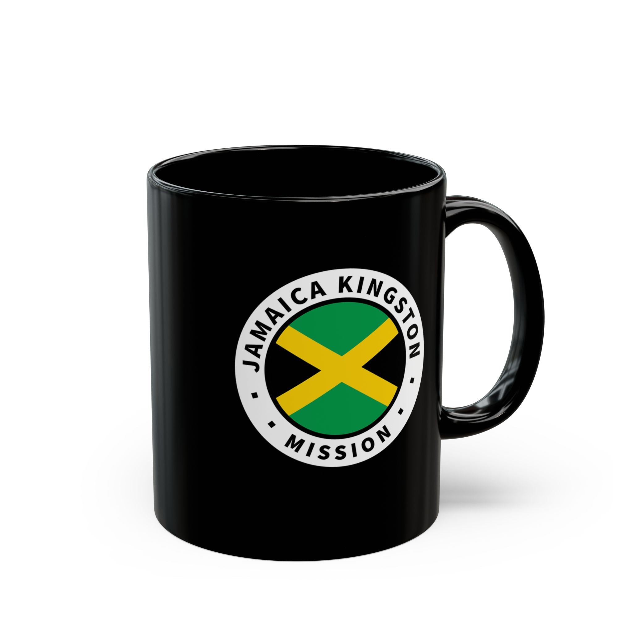 Jamaica Kingston Mission Circular Flag Black Ceramic Mug - Latter-Day Saint LDS Missionary Gift - Book of Mormon