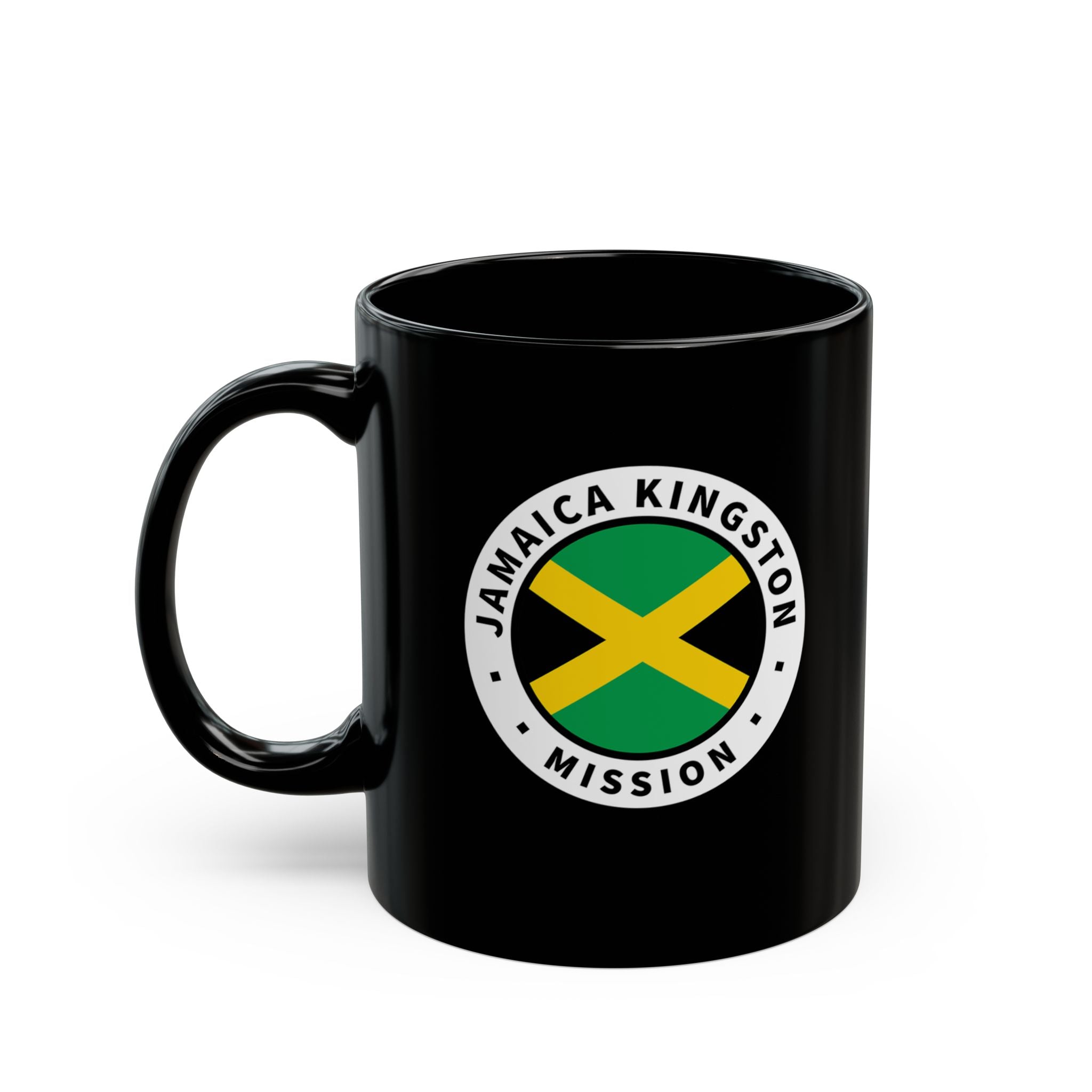 Jamaica Kingston Mission Circular Flag Black Ceramic Mug - Latter-Day Saint LDS Missionary Gift - Book of Mormon