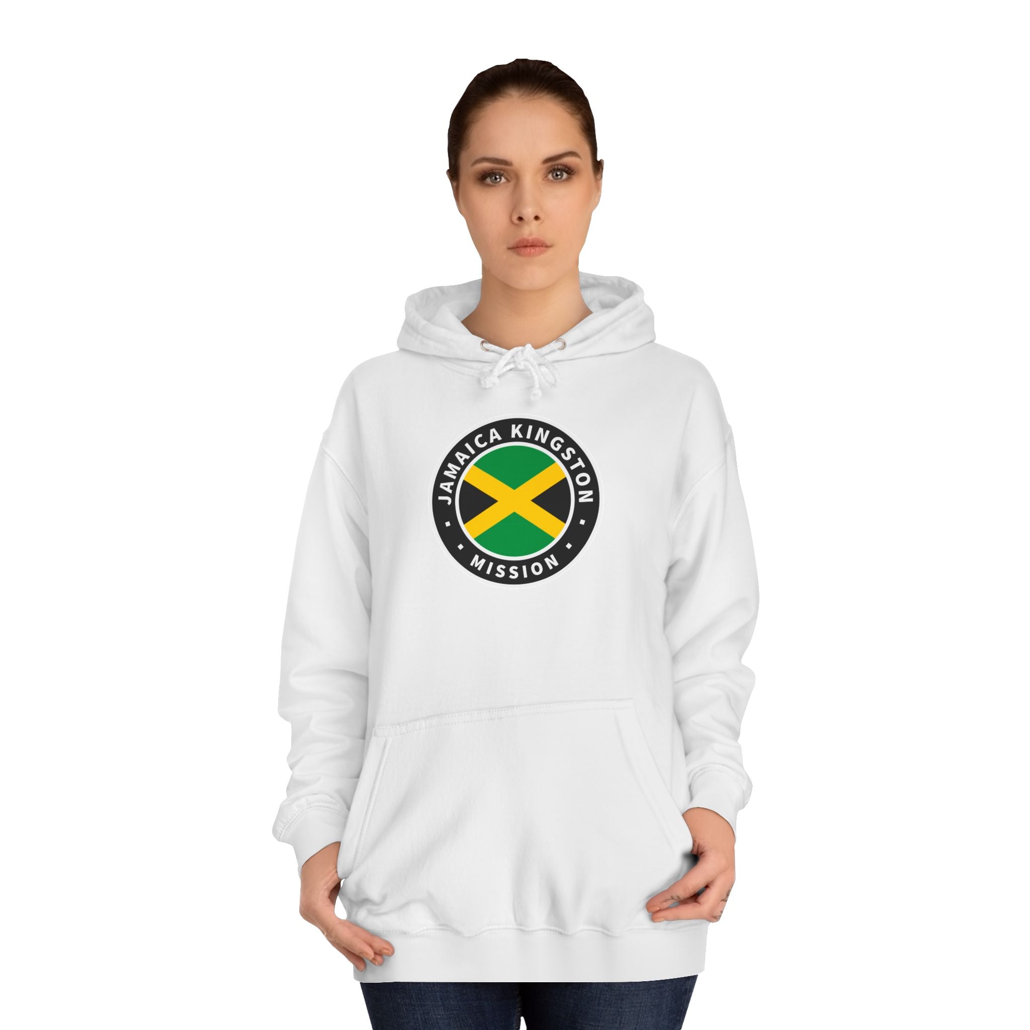 Jamaica Kingston Mission Flag Logo (Black Border) College Hoodie - Mission Wishlist - LDS Missionary Gift Store