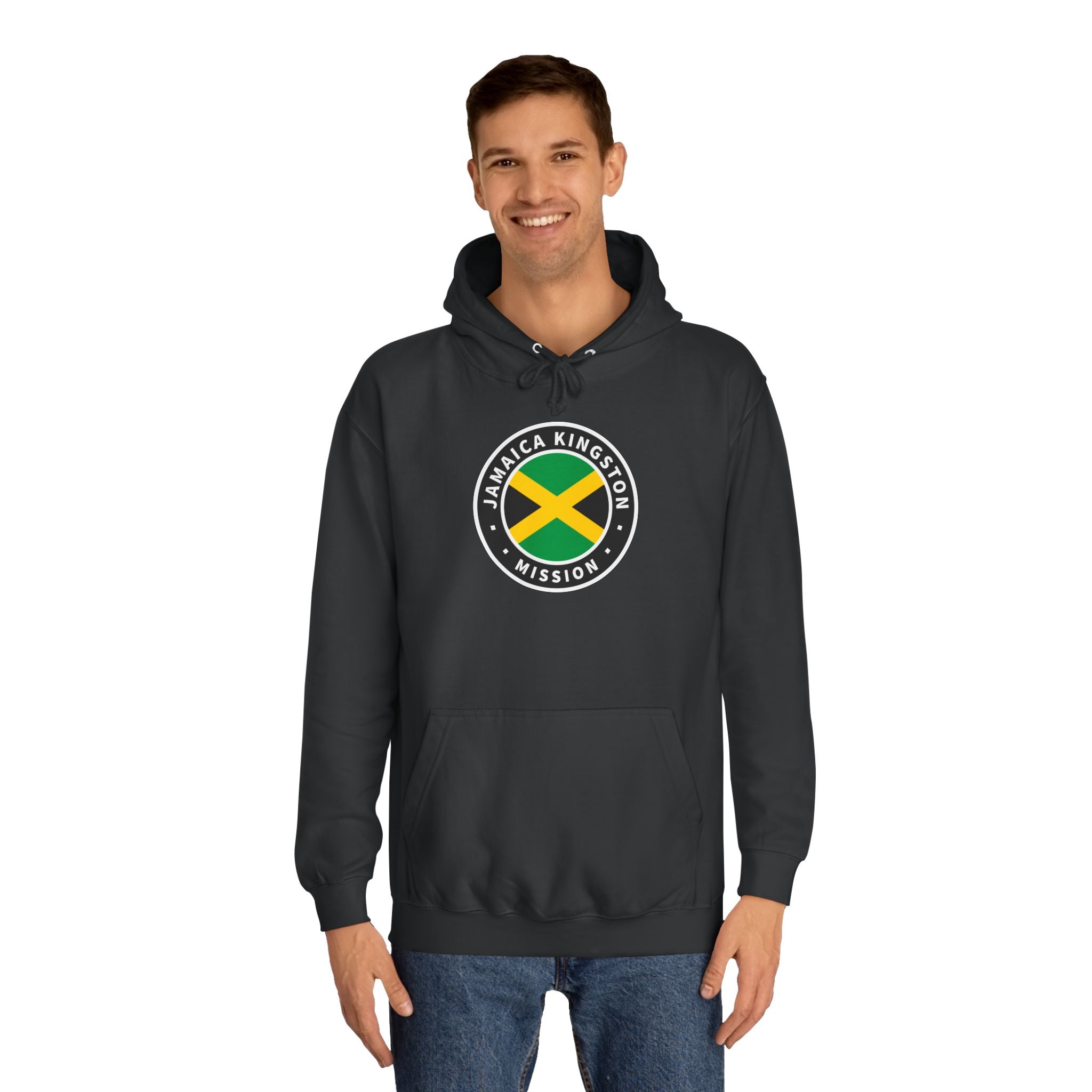 Jamaica Kingston Mission Flag Logo (Black Border) College Hoodie - Mission Wishlist - LDS Missionary Gift Store