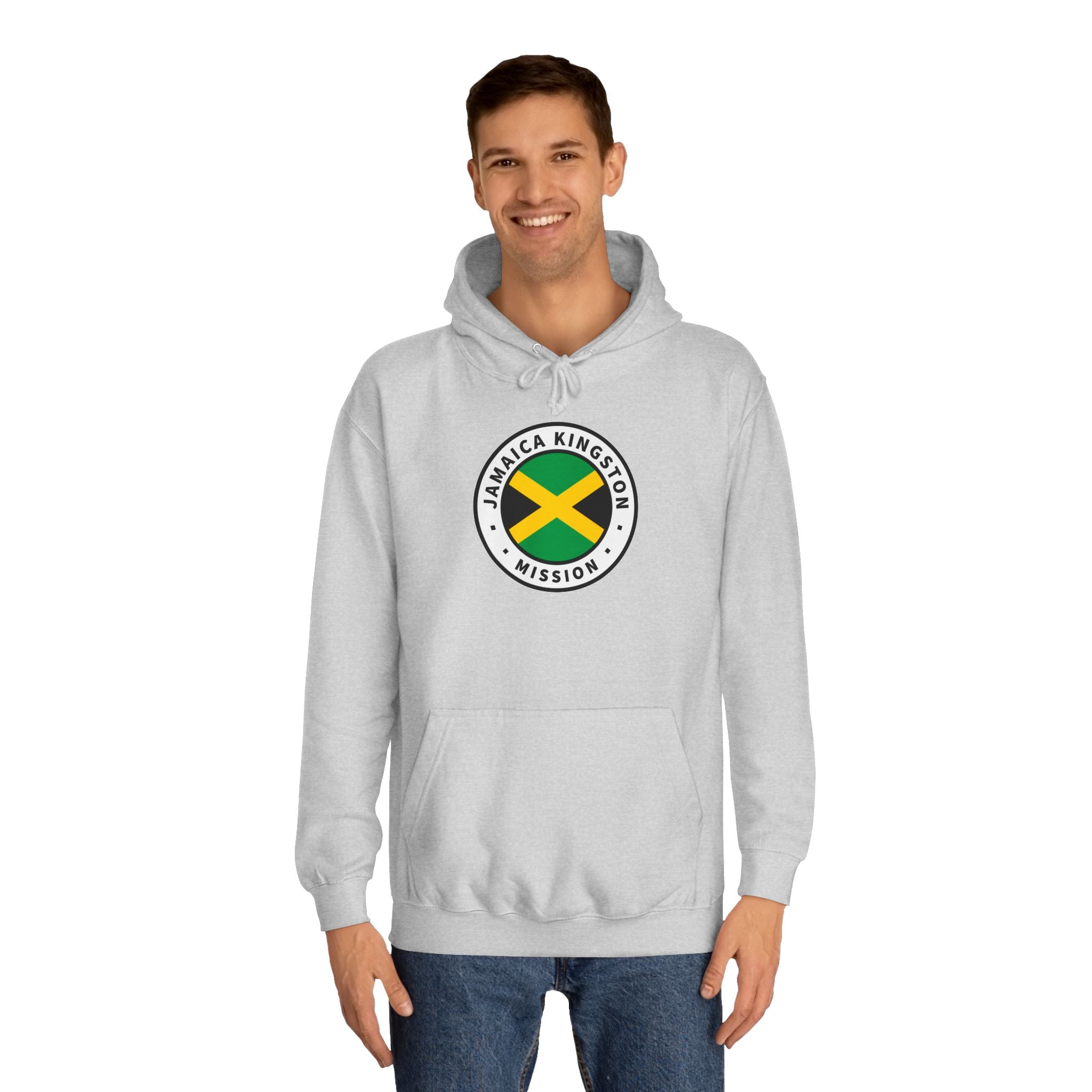 Jamaica Kingston Mission Flag Logo (White Border) College Hoodie - Mission Wishlist - LDS Missionary Gift Store