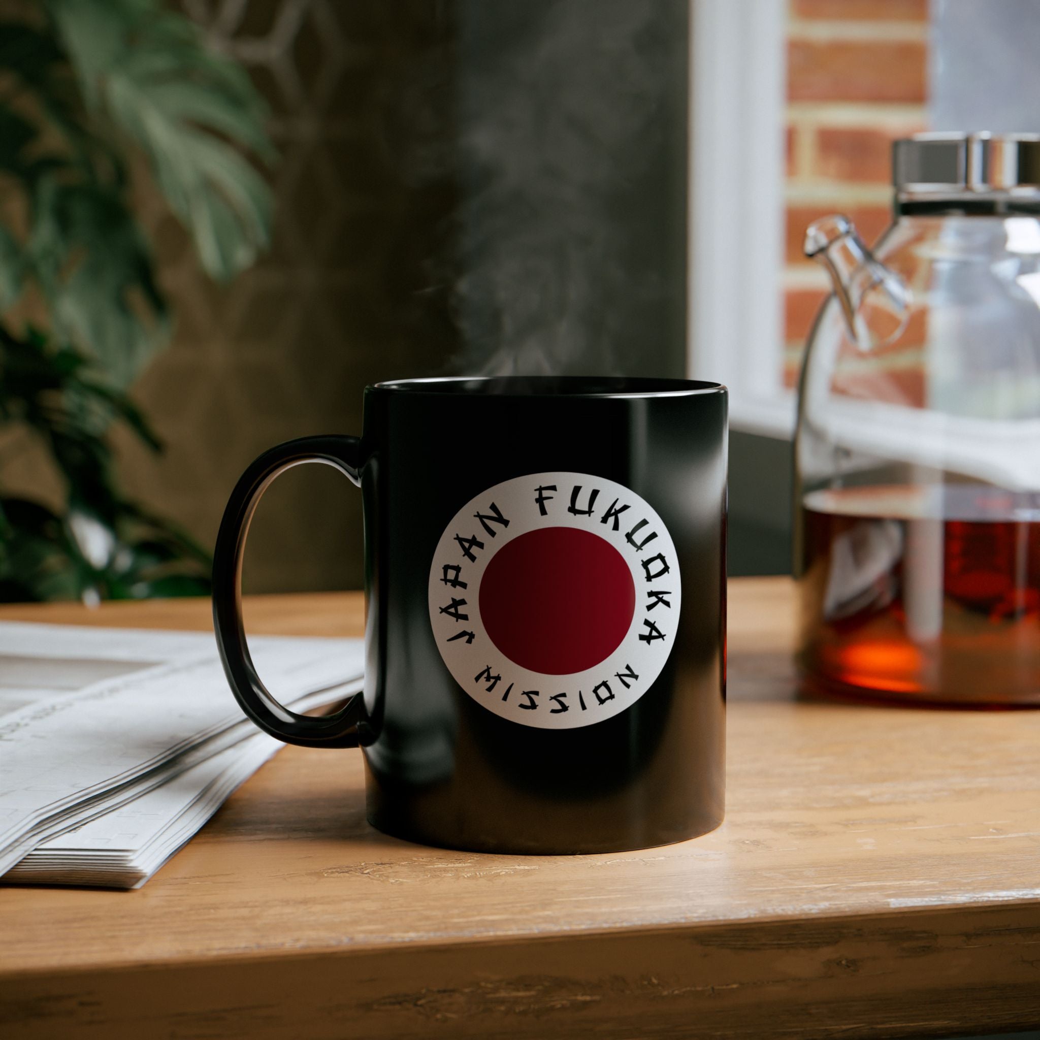 Japan Fukuoka Mission Circular Flag Black Ceramic Mug - Mission Wishlist - LDS Missionary Gift Store