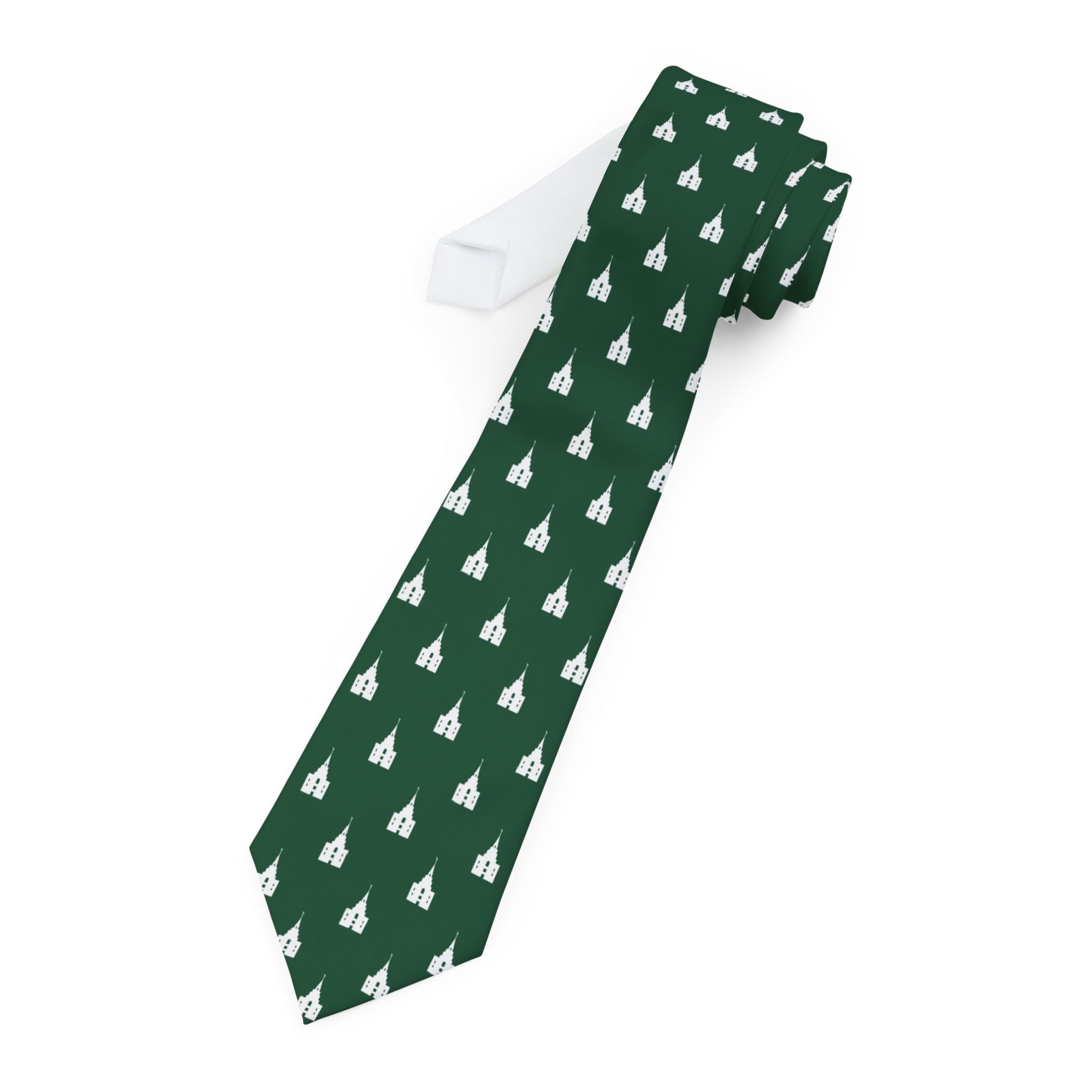Kansas City Missouri Temple Patterned Neck Tie for Elders (Green) - Mission Wishlist - LDS Missionary Gift Store