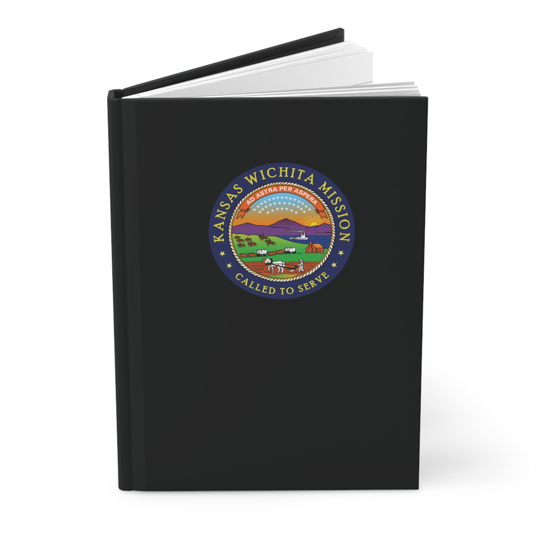 Kansas Wichita Mission Logo Design Black Hardcover Journal Matte - Latter-Day Saint LDS Missionary Gift - Book of Mormon