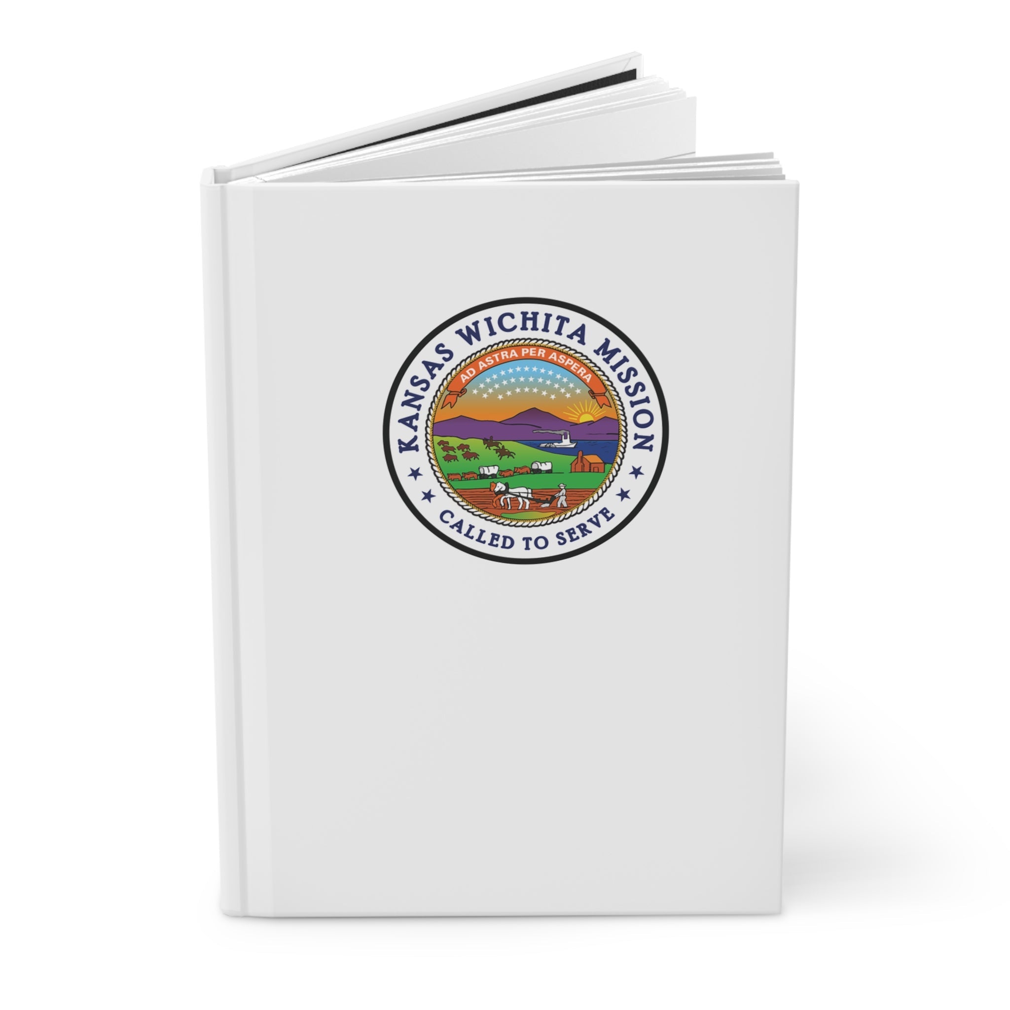 Kansas Wichita Mission Logo Design White Hardcover Journal Matte - Latter-Day Saint LDS Missionary Gift - Book of Mormon