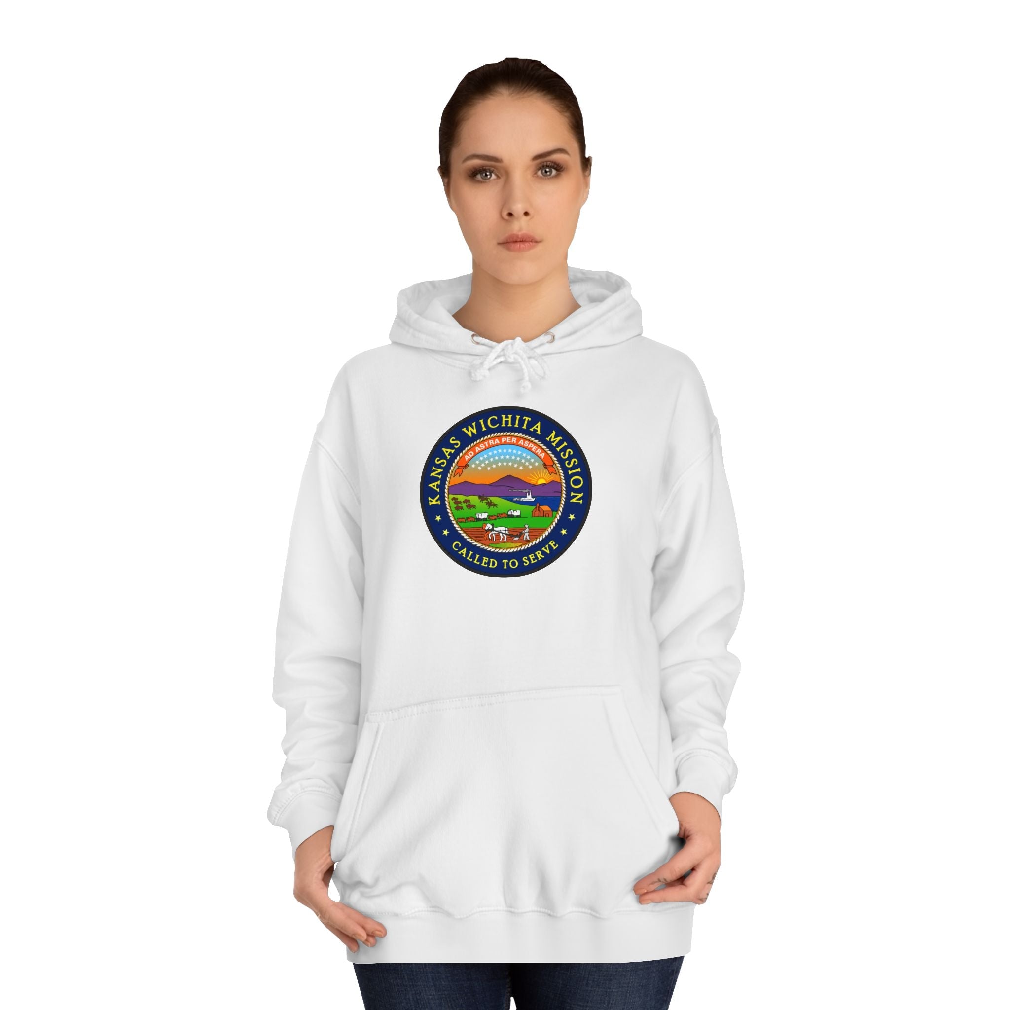 Kansas Wichita Mission State Flag Logo (Black Border) College Hoodie - Mission Wishlist - LDS Missionary Gift Store