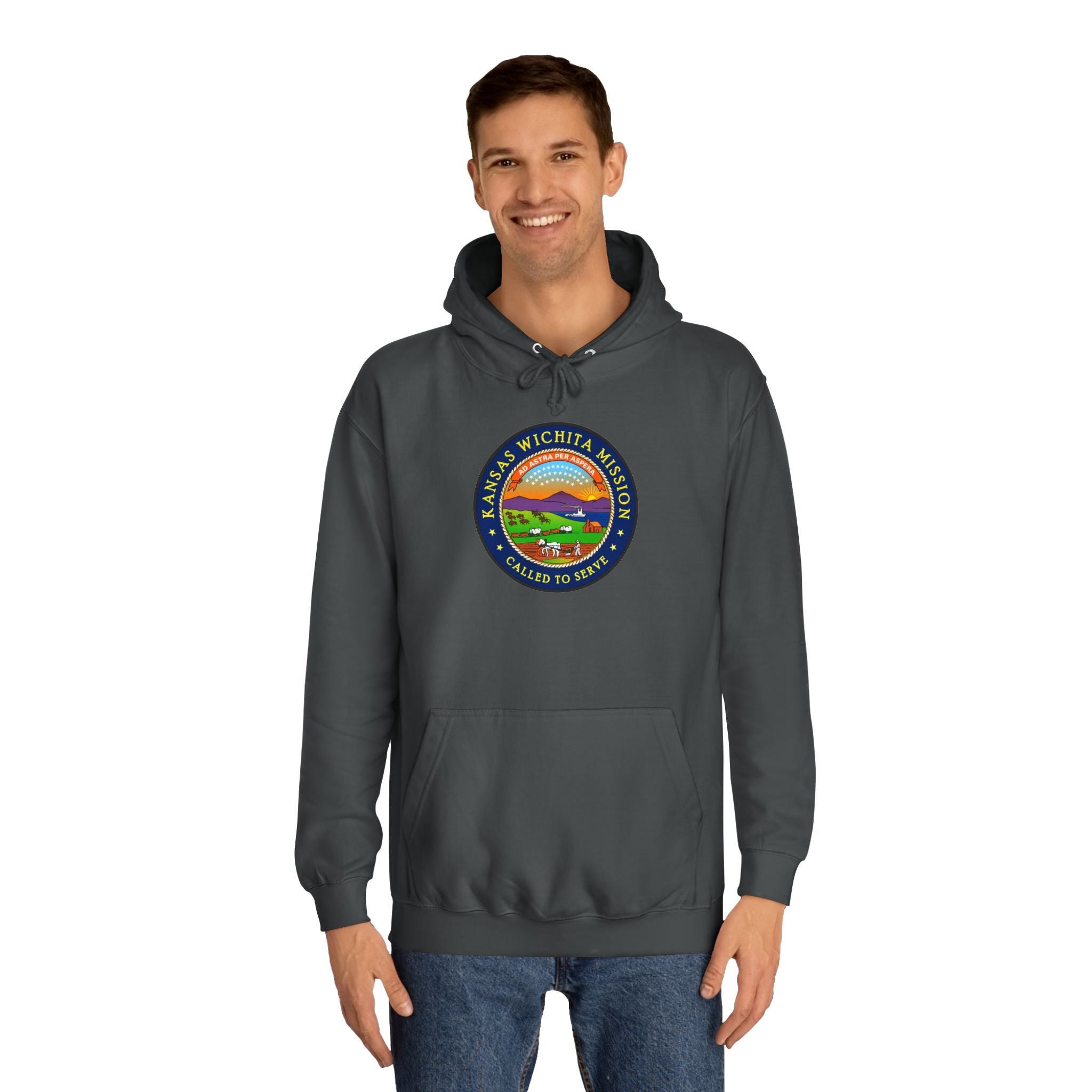Kansas Wichita Mission State Flag Logo (Black Border) College Hoodie - Mission Wishlist - LDS Missionary Gift Store