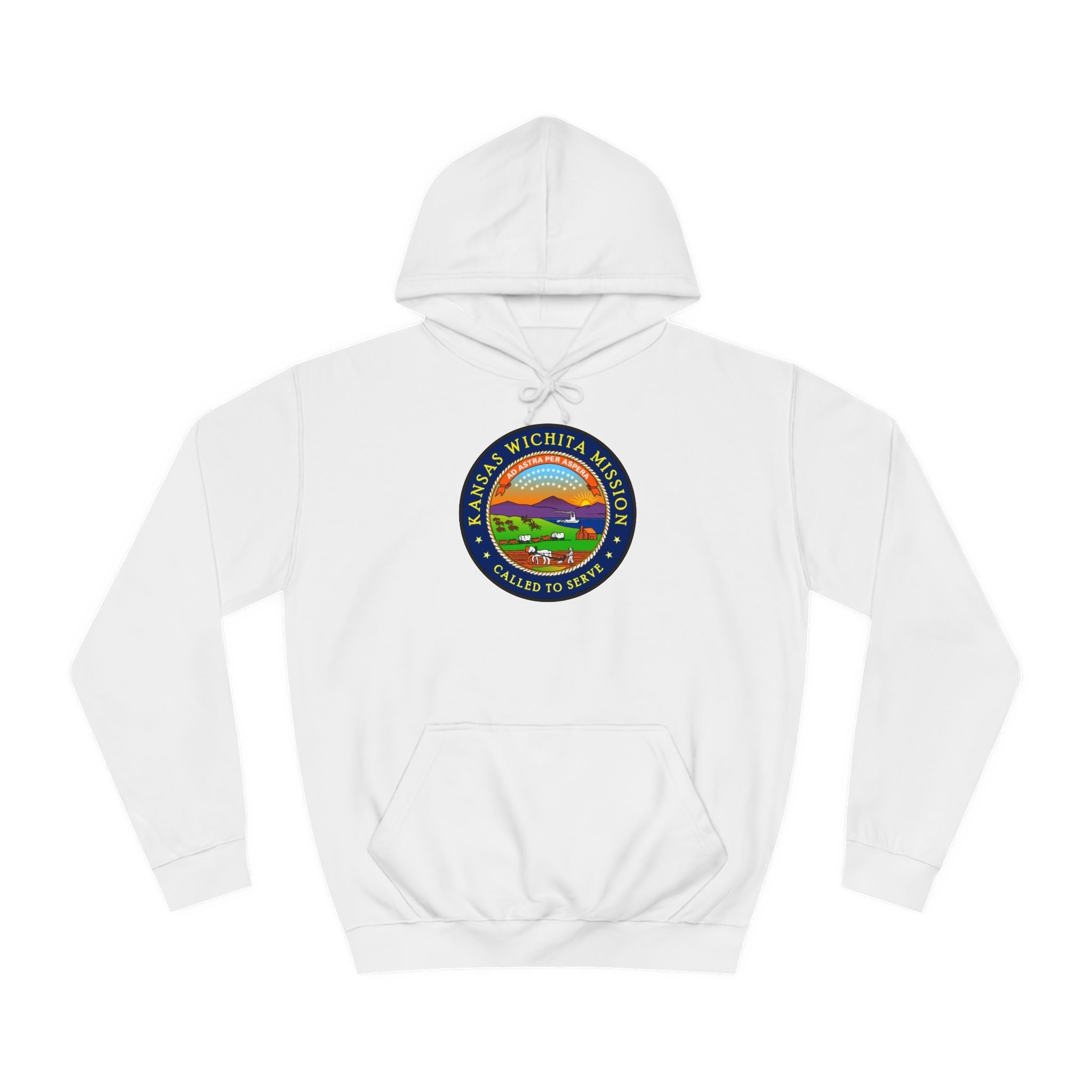 Kansas Wichita Mission State Flag Logo (Black Border) College Hoodie - Mission Wishlist - LDS Missionary Gift Store