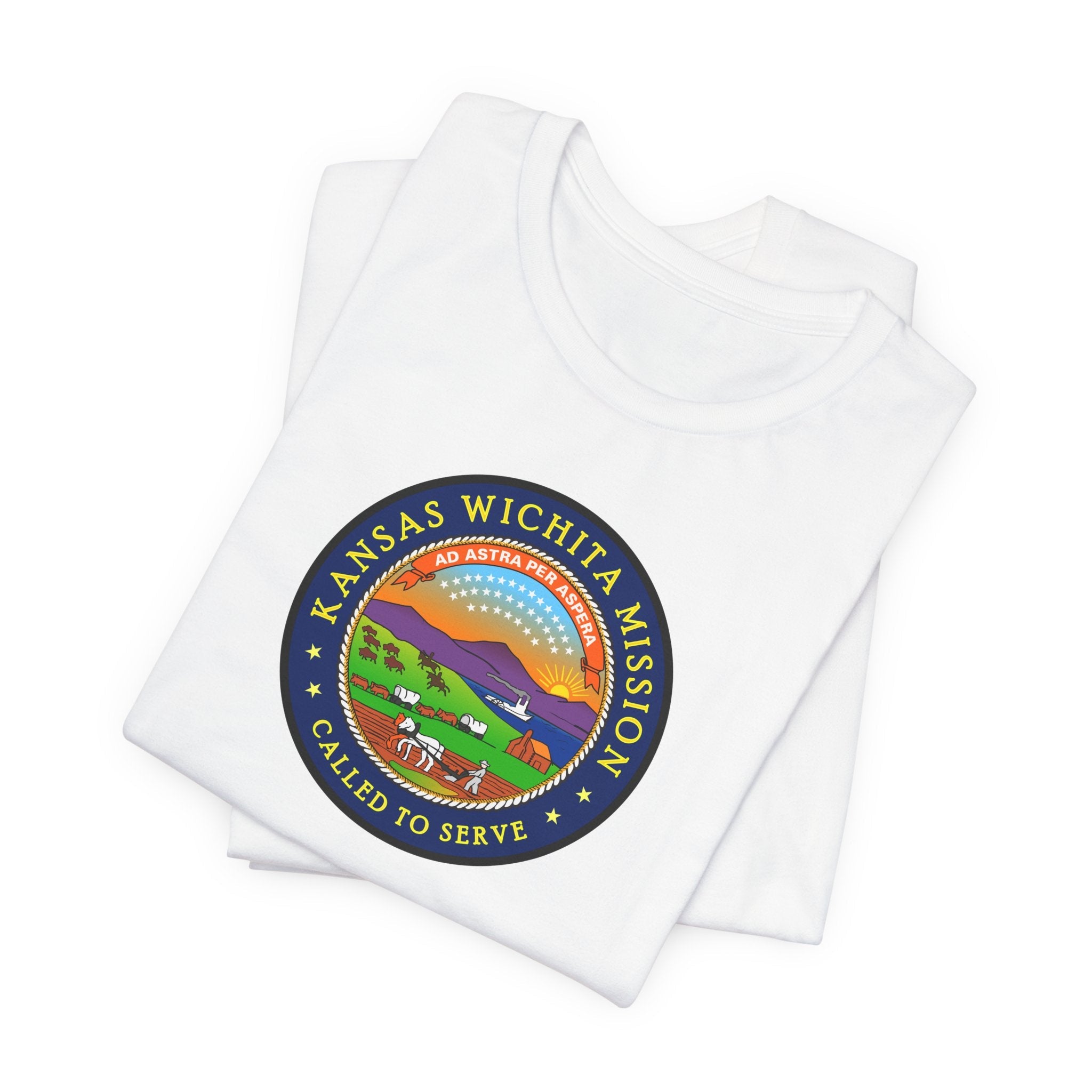 Kansas Wichita Mission State Flag Logo (Black Border) T-shirt - Mission Wishlist - LDS Missionary Gift Store