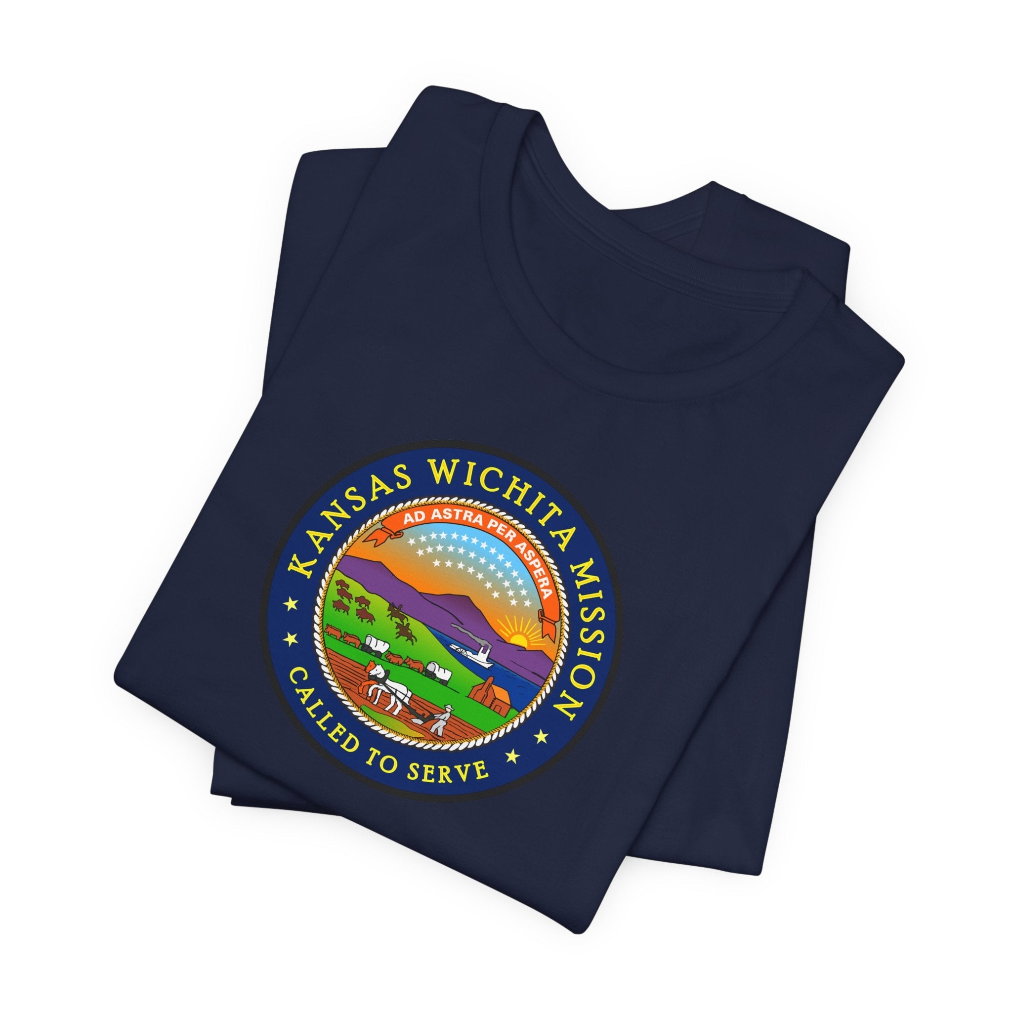 Kansas Wichita Mission State Flag Logo (Black Border) T-shirt - Mission Wishlist - LDS Missionary Gift Store