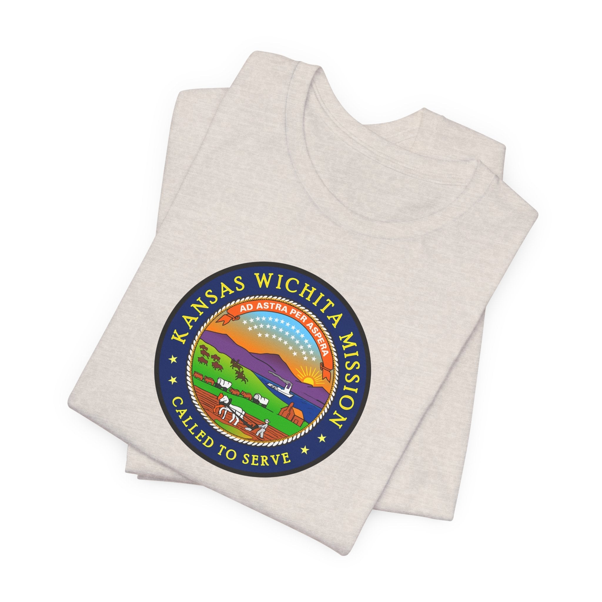 Kansas Wichita Mission State Flag Logo (Black Border) T-shirt - Mission Wishlist - LDS Missionary Gift Store