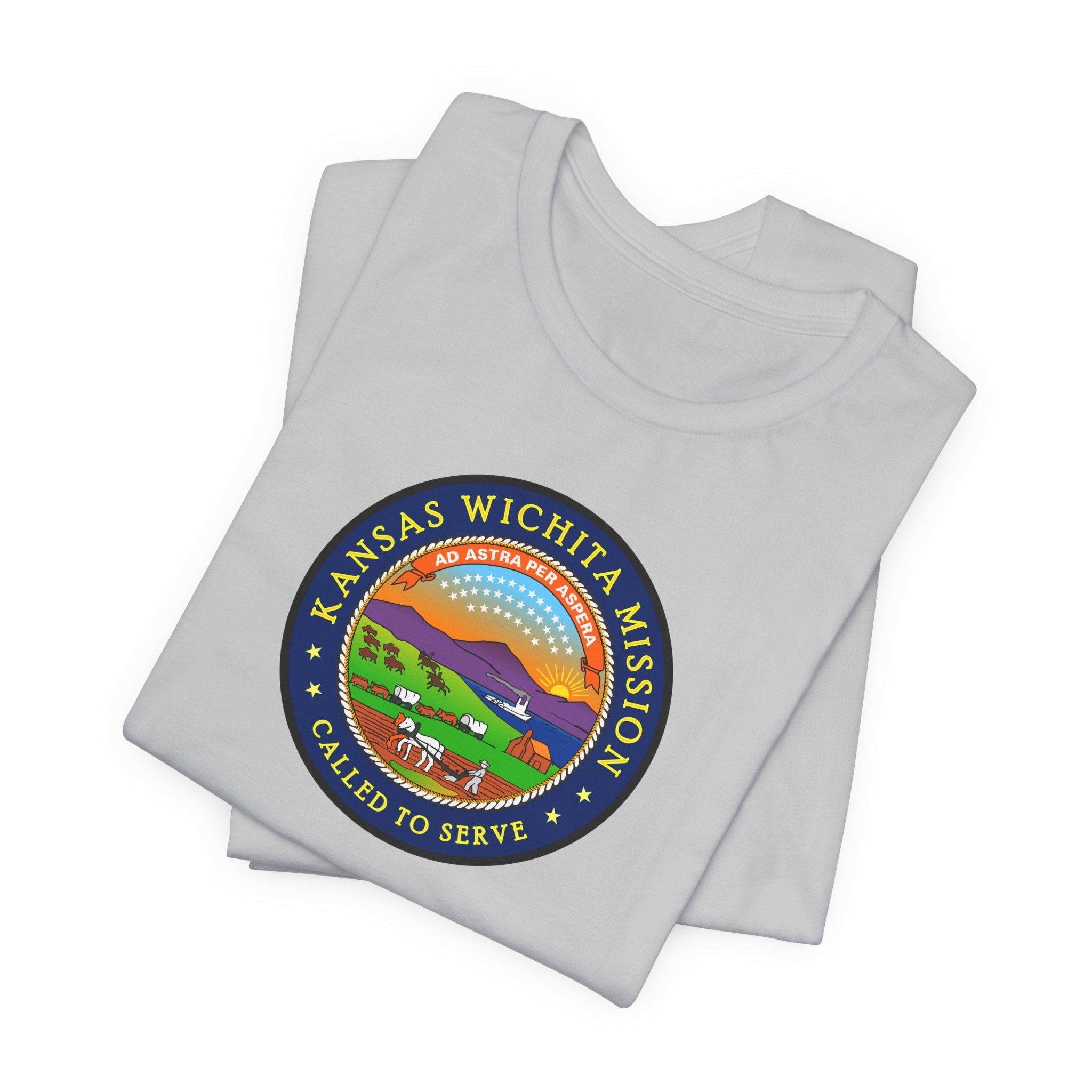 Kansas Wichita Mission State Flag Logo (Black Border) T-shirt - Mission Wishlist - LDS Missionary Gift Store