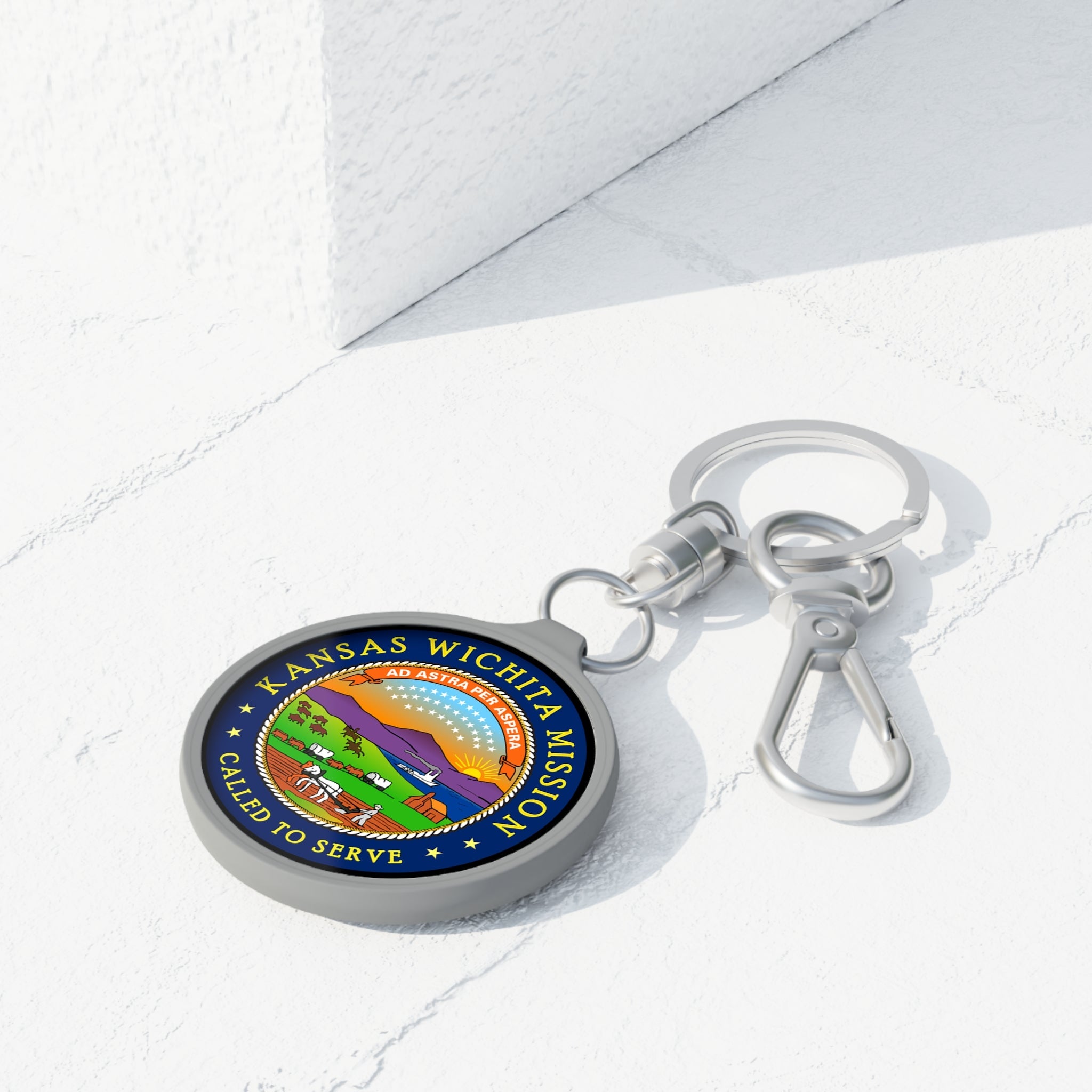 Kansas Wichita Mission State Flag Logo Key Tag - Latter-Day Saint LDS Missionary Gift - Book of Mormon