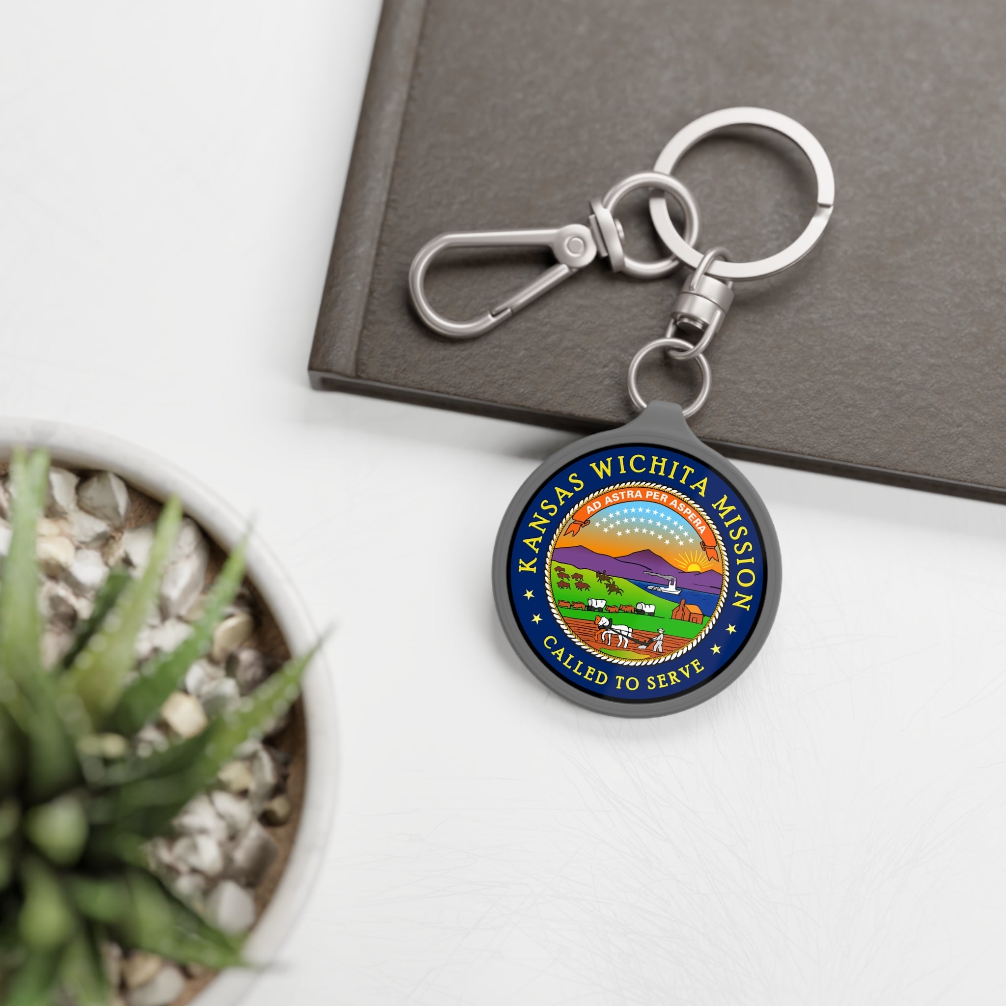 Kansas Wichita Mission State Flag Logo Key Tag - Latter-Day Saint LDS Missionary Gift - Book of Mormon