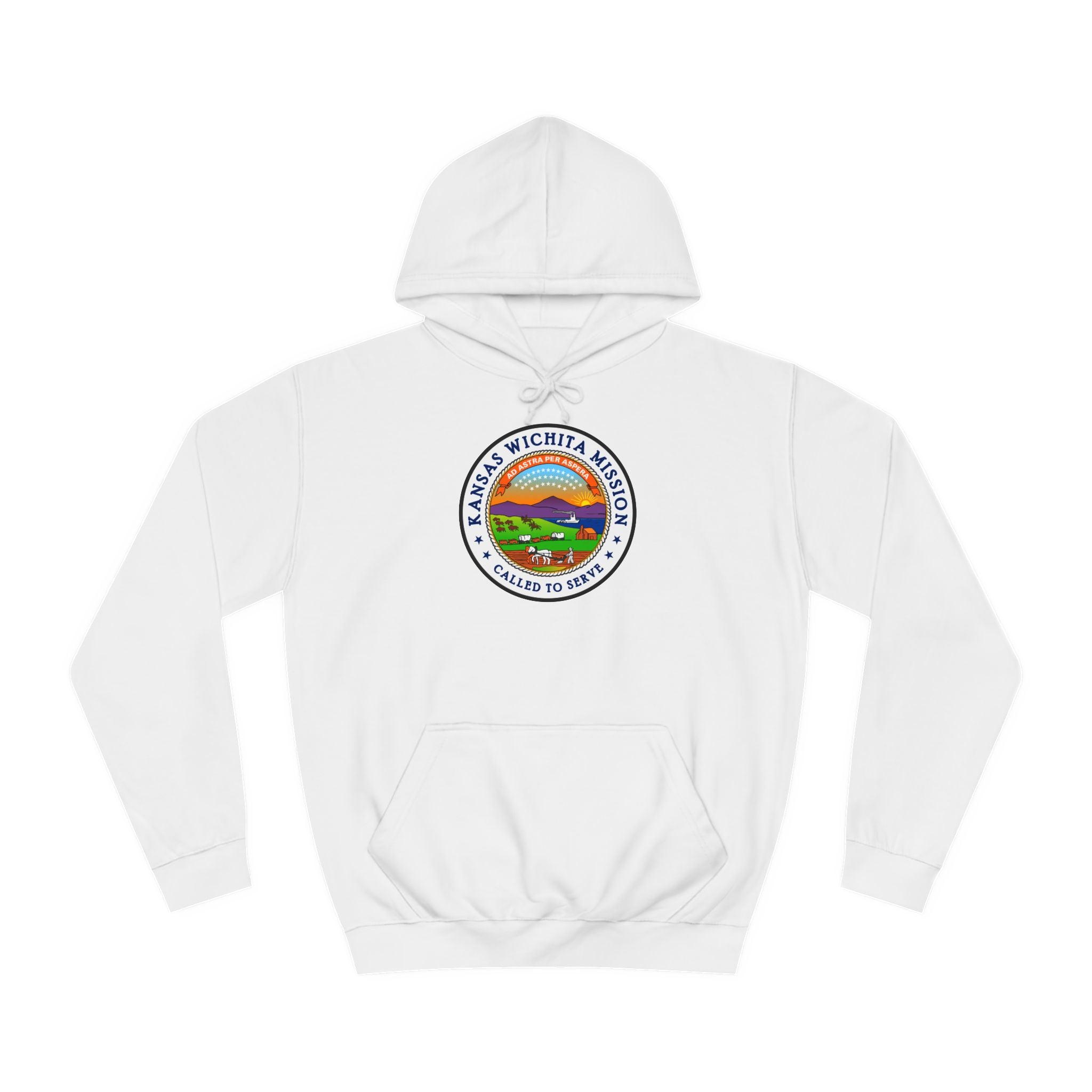 Kansas Wichita Mission State Flag Logo (White Border) College Hoodie - Mission Wishlist - LDS Missionary Gift Store