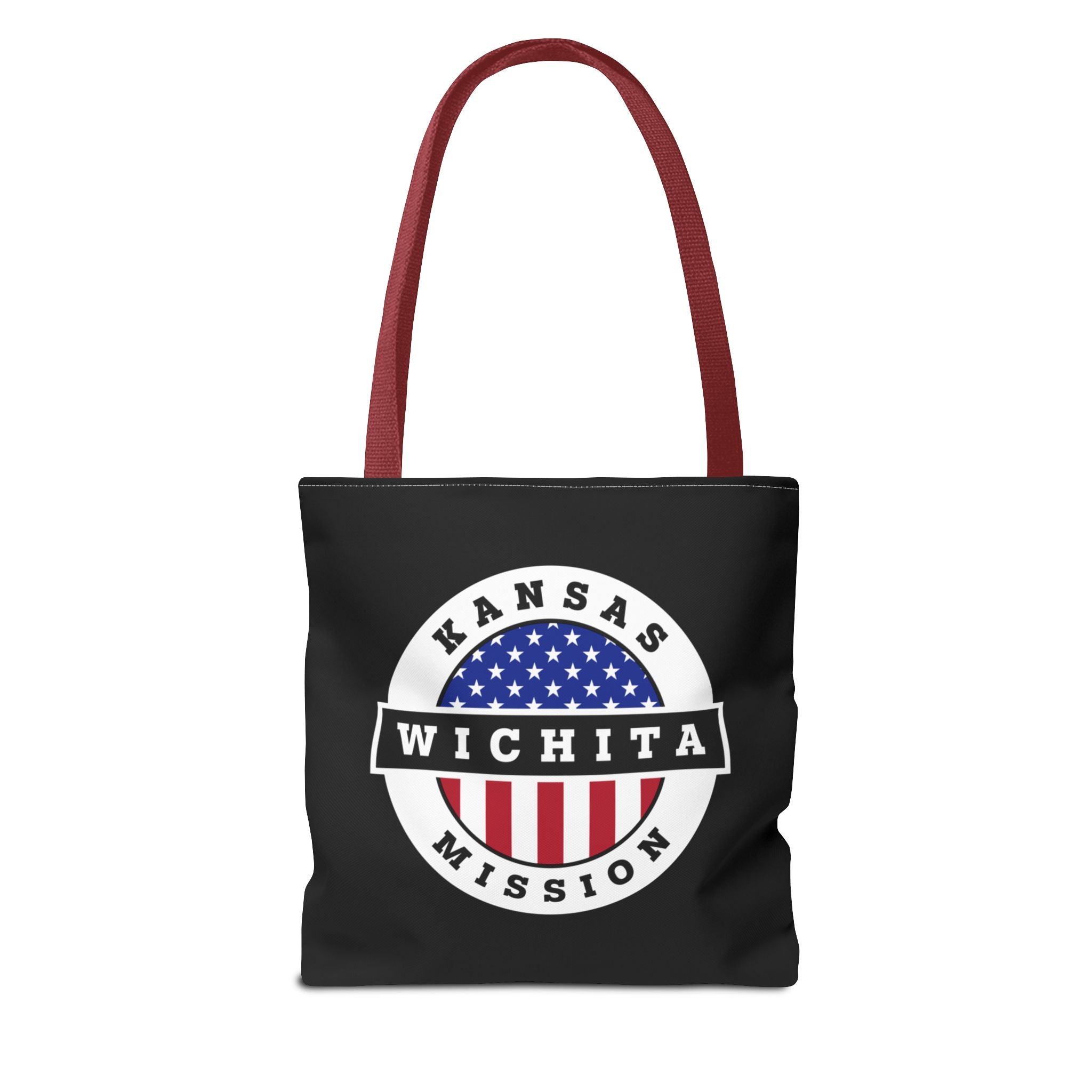 Kansas Wichita Mission USA Flag Logo Tote Bag Black - Mission Wishlist - LDS Missionary Gift Store