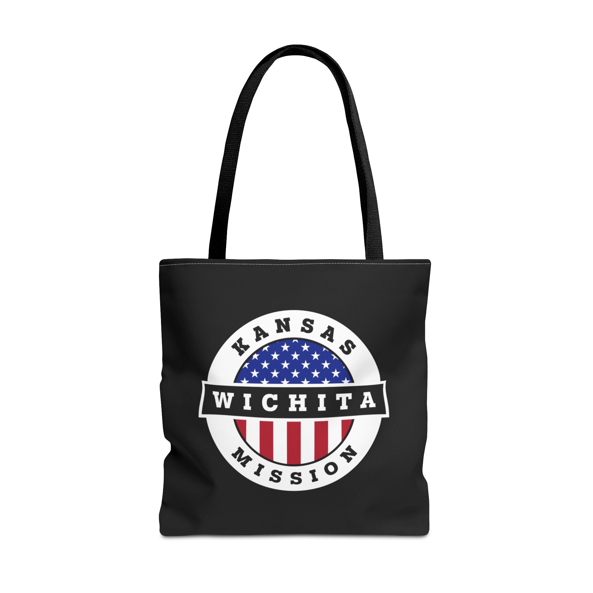 Kansas Wichita Mission USA Flag Logo Tote Bag Black - Mission Wishlist - LDS Missionary Gift Store