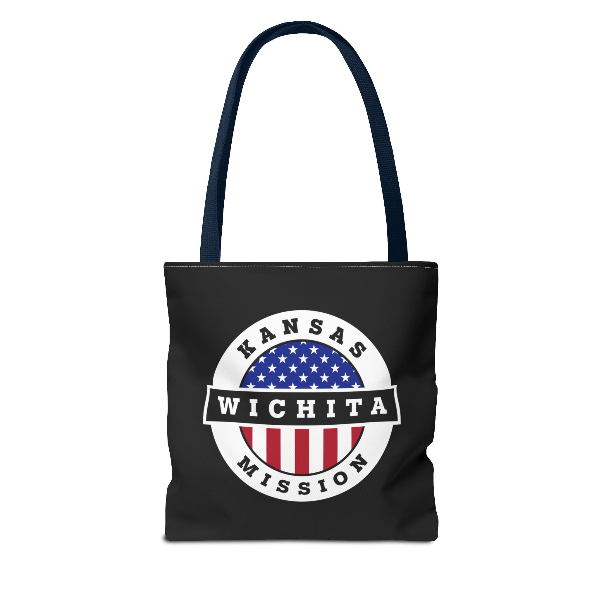 Kansas Wichita Mission USA Flag Logo Tote Bag Black - Mission Wishlist - LDS Missionary Gift Store